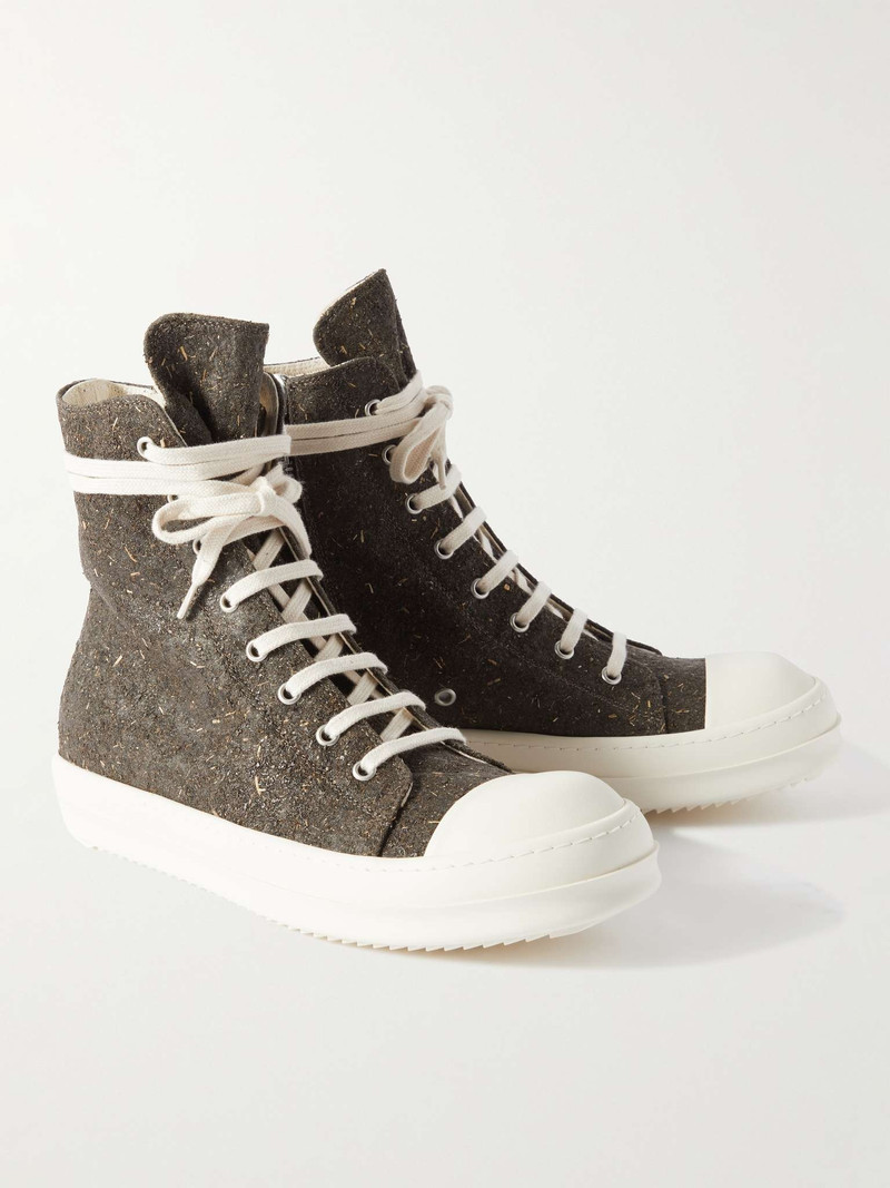 Coated-Seaweed and Nylon High-Top Sneakers 4