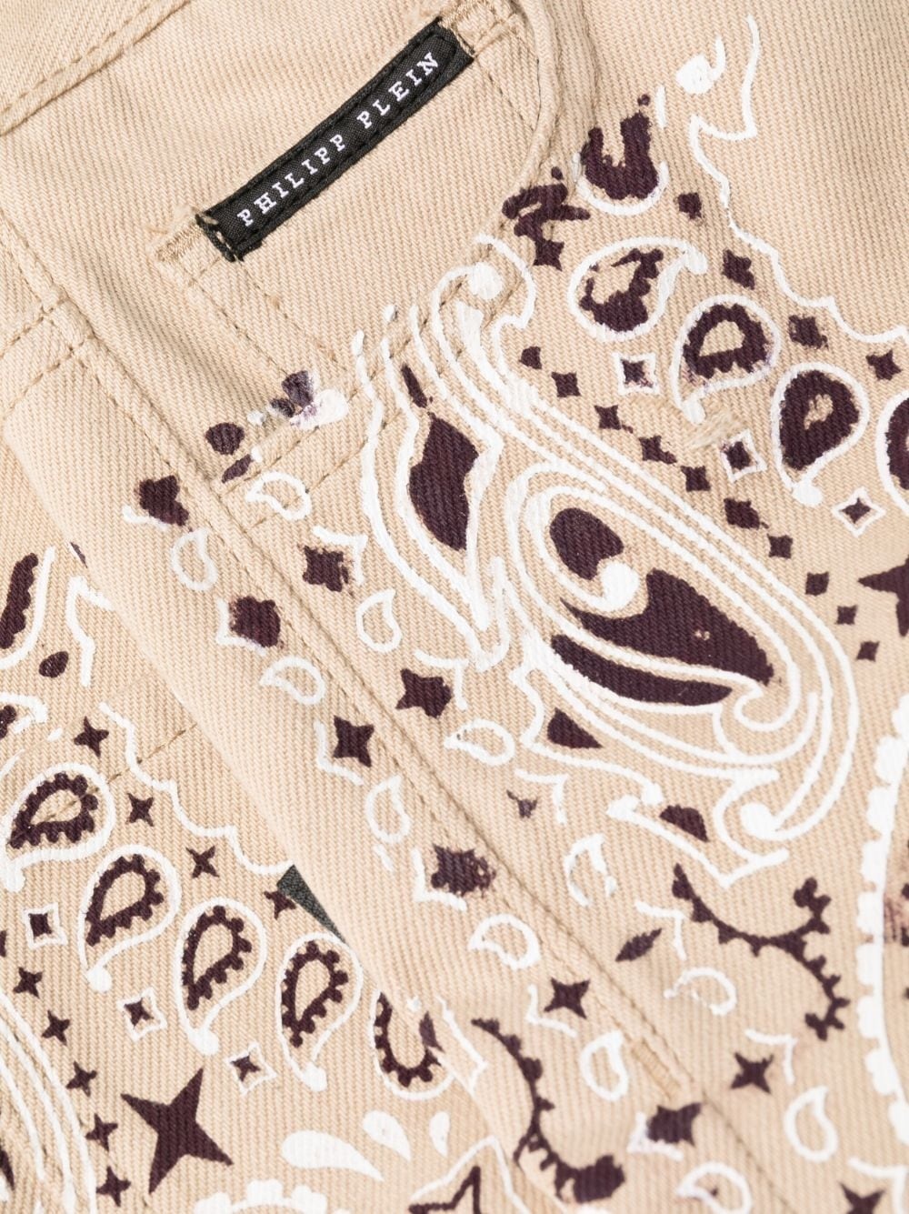 paisley-print cotton jeans - 7