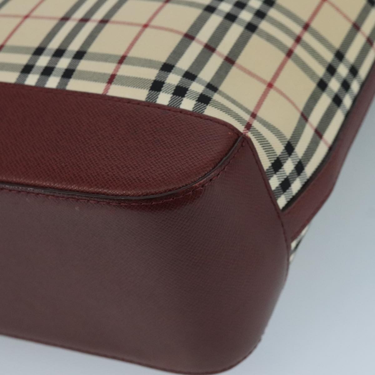 Burberry Nova Check Tote Bag Canvas Leather Beige Red Gold - 15