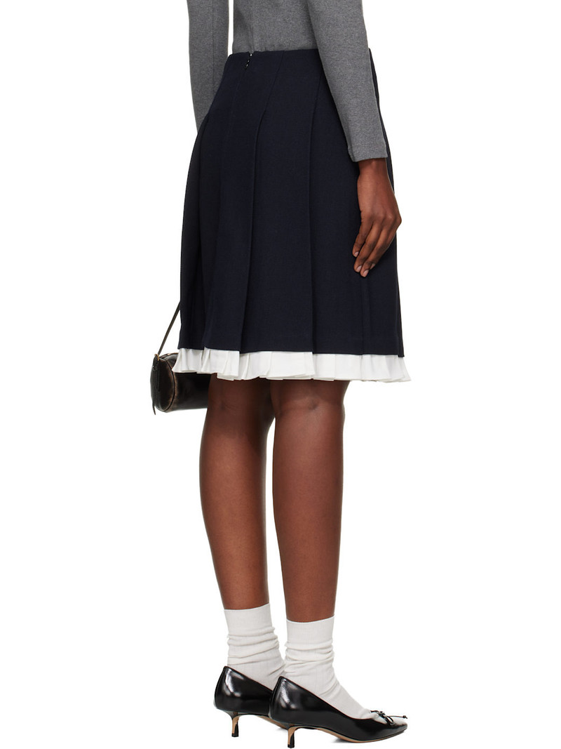 Navy Patchwork Lace Wide Pleat Midi Skirt 3