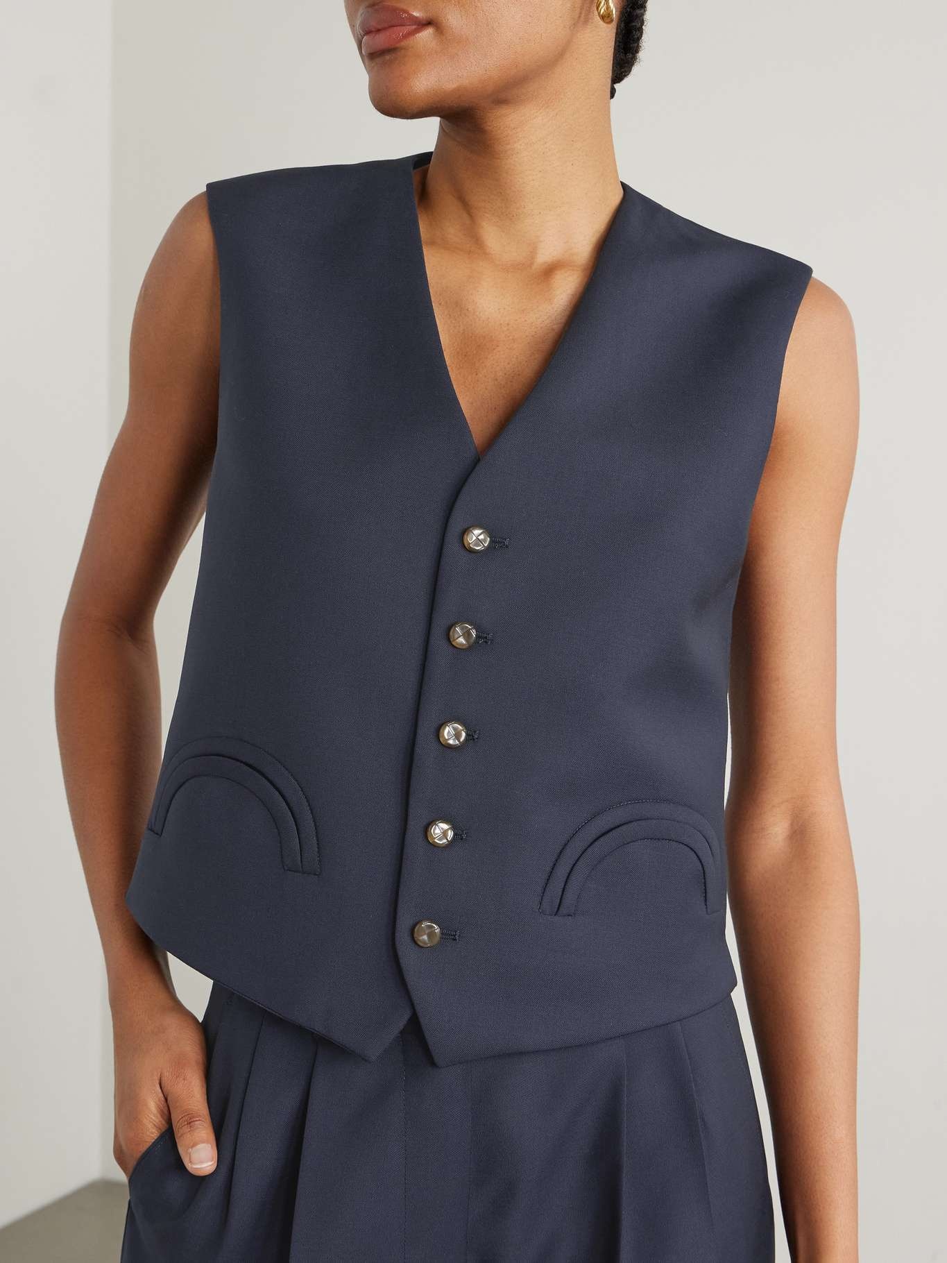 First Class Feral wool and mohair-blend vest Navy - 3