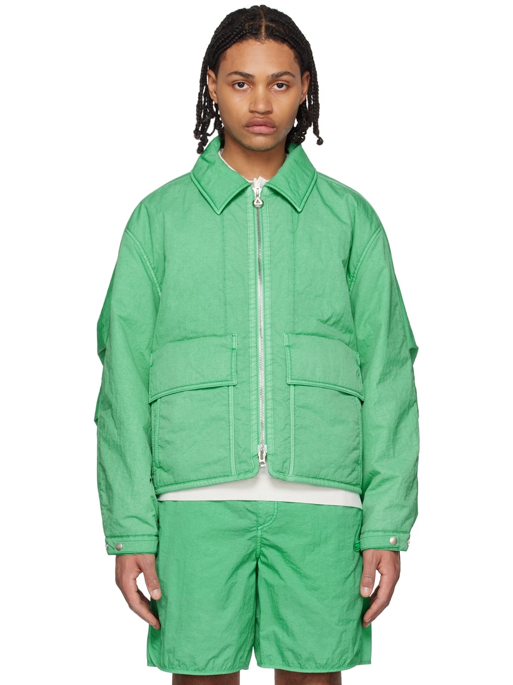 Green Garment-Dyed Jacket - 1