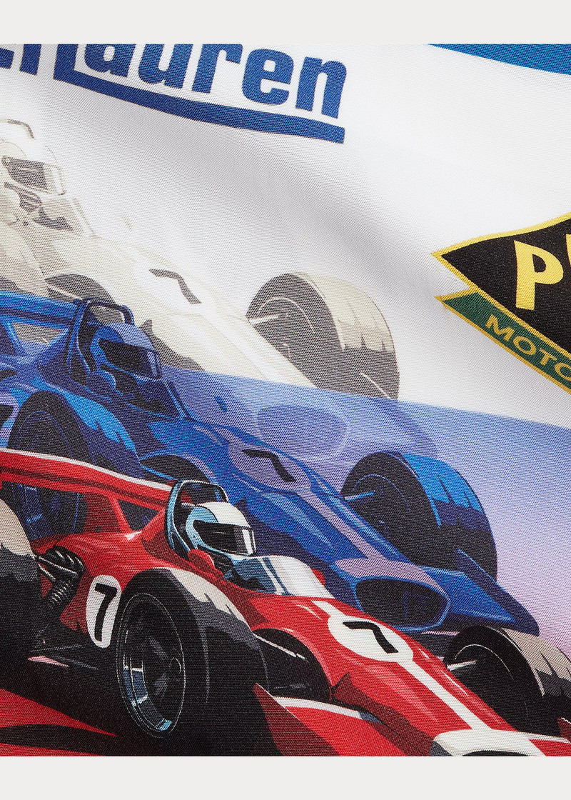 Classic Fit Racing-Print Camp Shirt 7