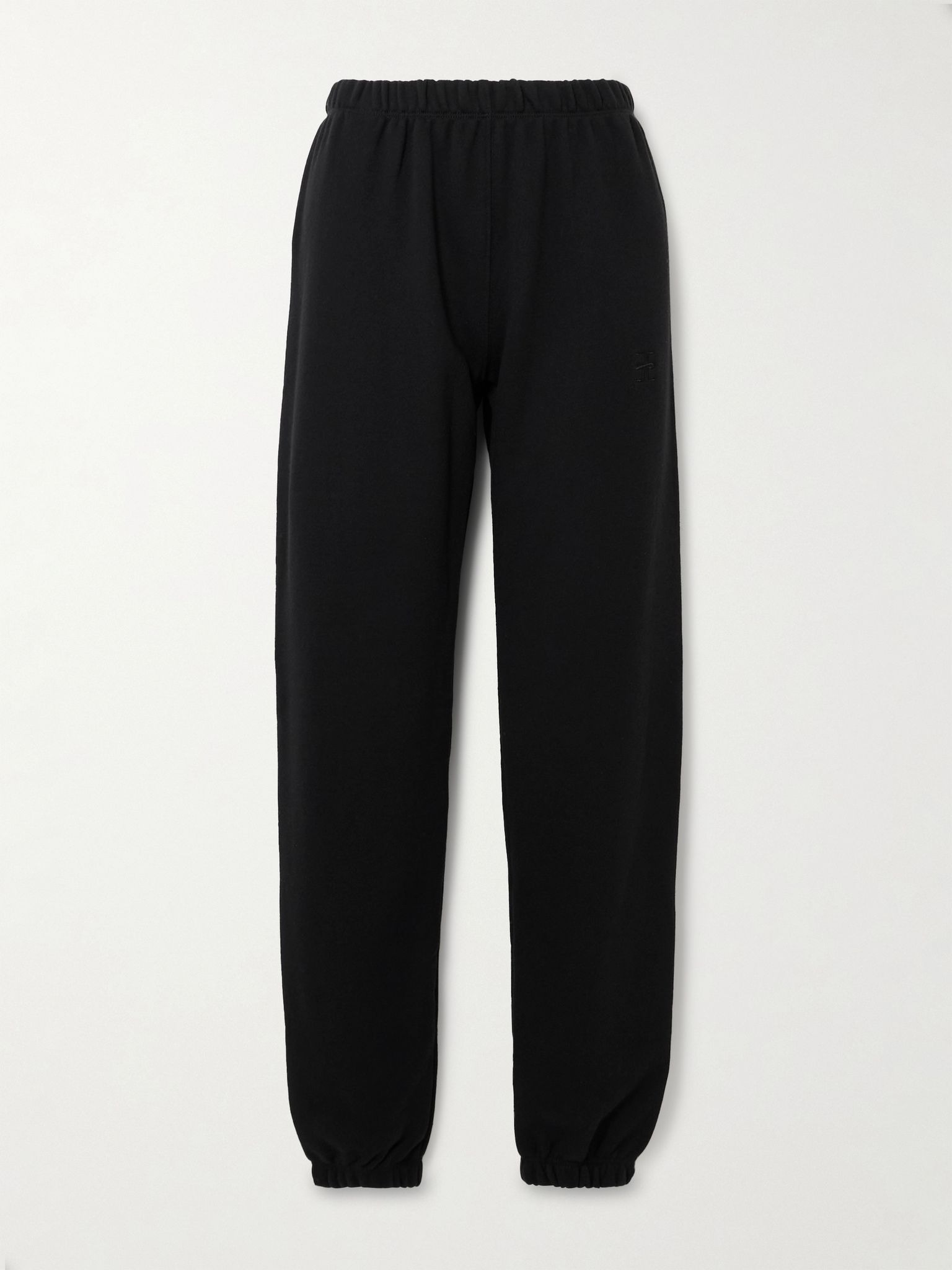 Cotton and modal-blend jersey tapered track pants Black - 1