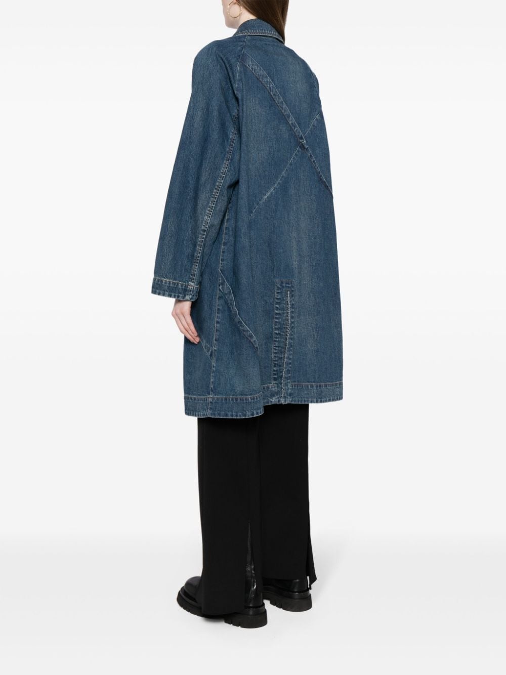 single-breasted denim coat - 4