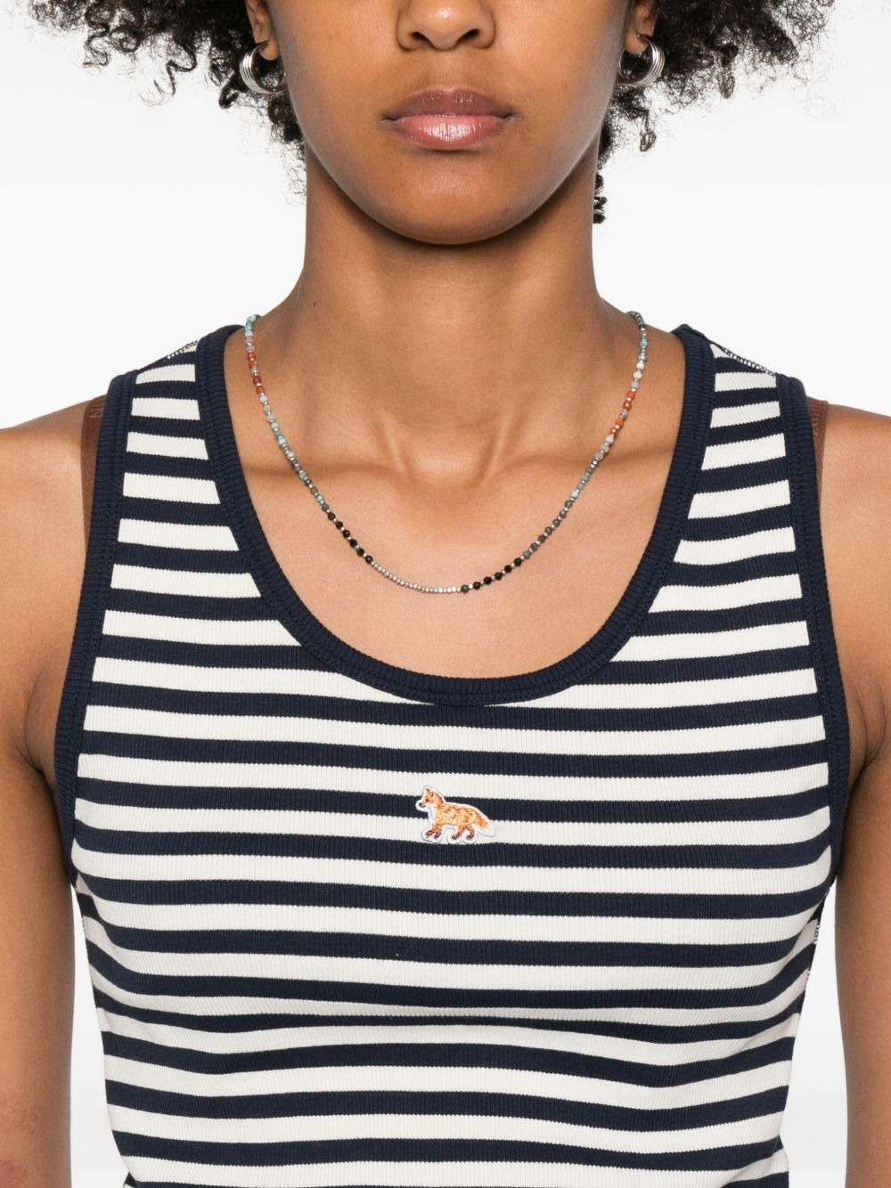 striped fox-embroidered top - 5