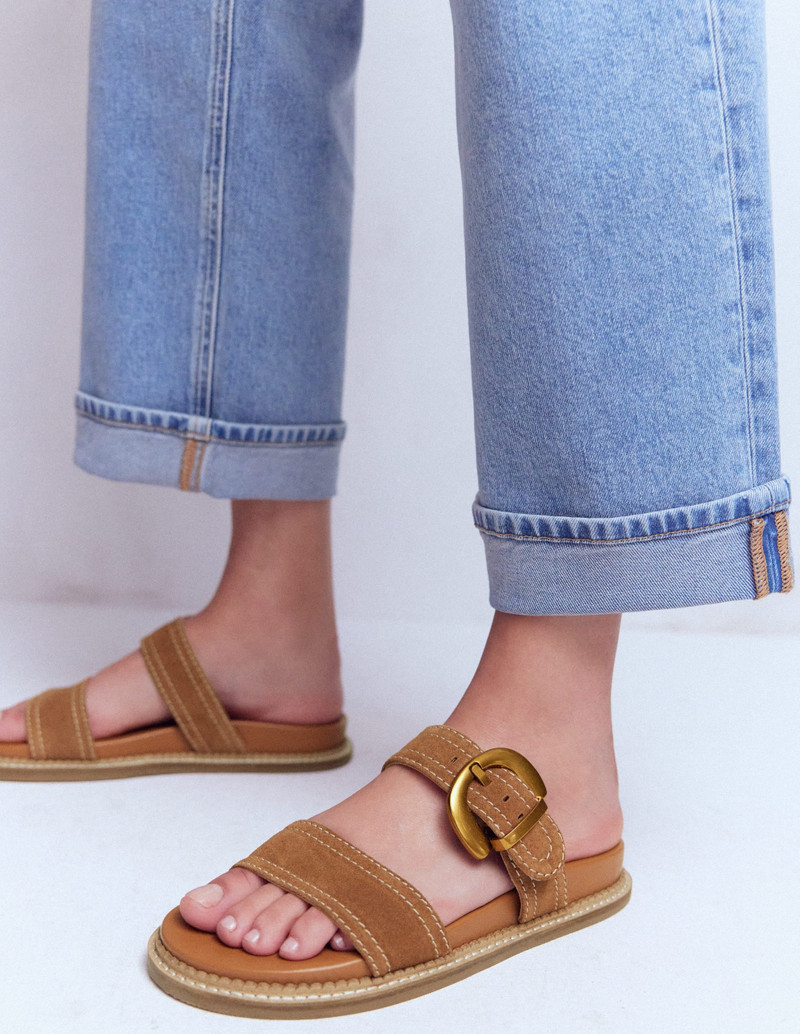 BODEN Caryl Double Strap Sandals-Tan outlook