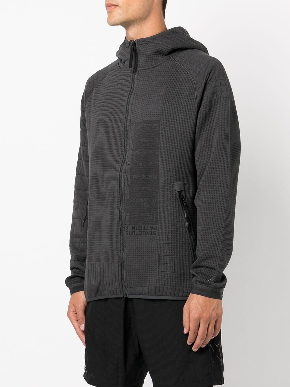 waffle-effect zip-up hoodie - 3