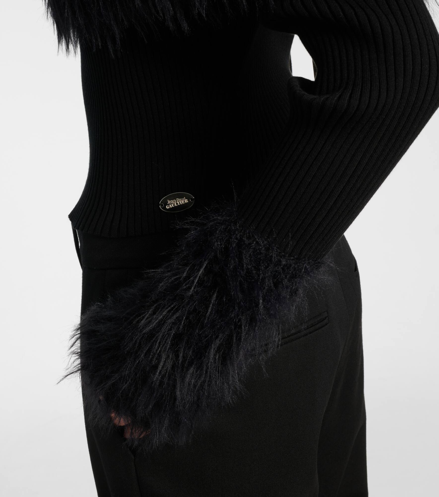 Ribbed-knit faux fur-trimmed top - 5