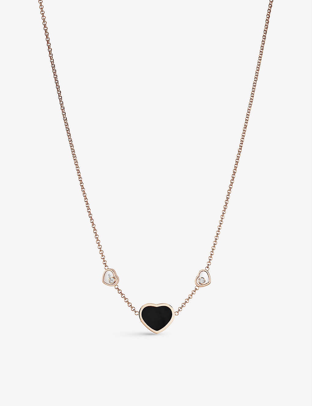 Happy Hearts 18ct rose-gold, 0.1ct diamond and onyx necklace - 2