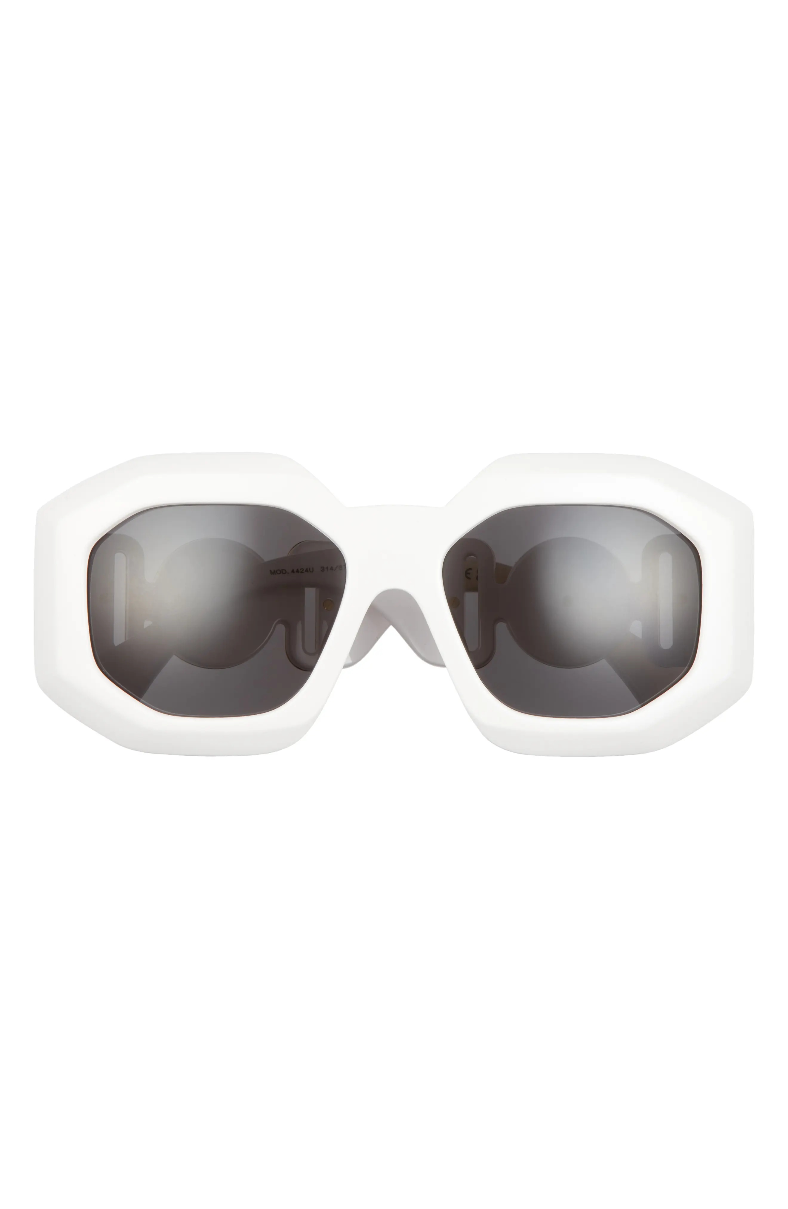 56mm Square Sunglasses in White/Dark Grey - 1