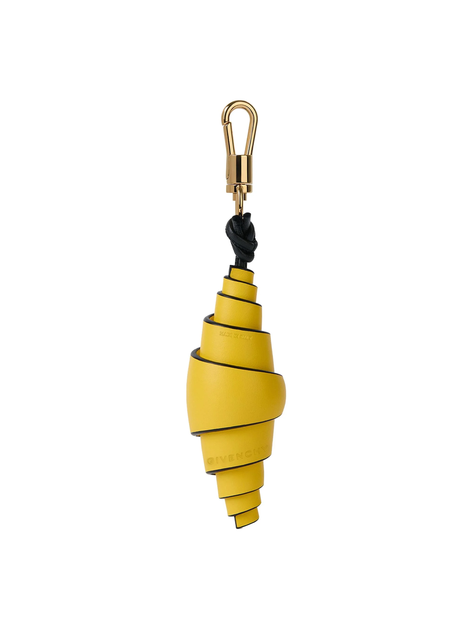 Women's Lucky Croissant Bag Charm in Leather - Golden Yellow - 1