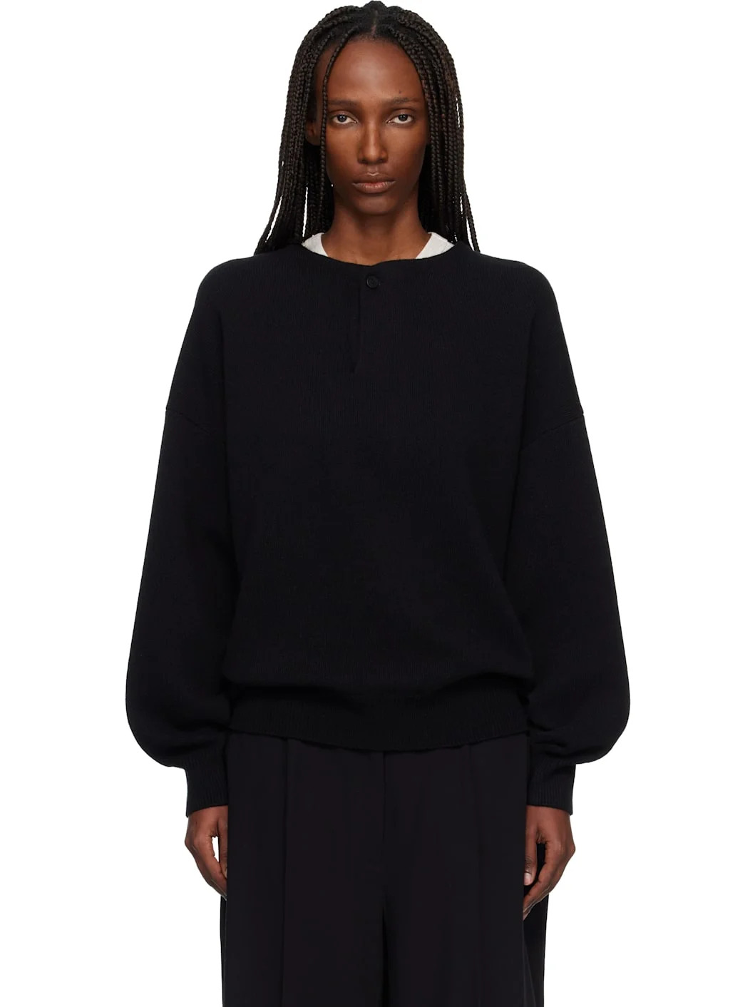 Black Henley Sweater - 1