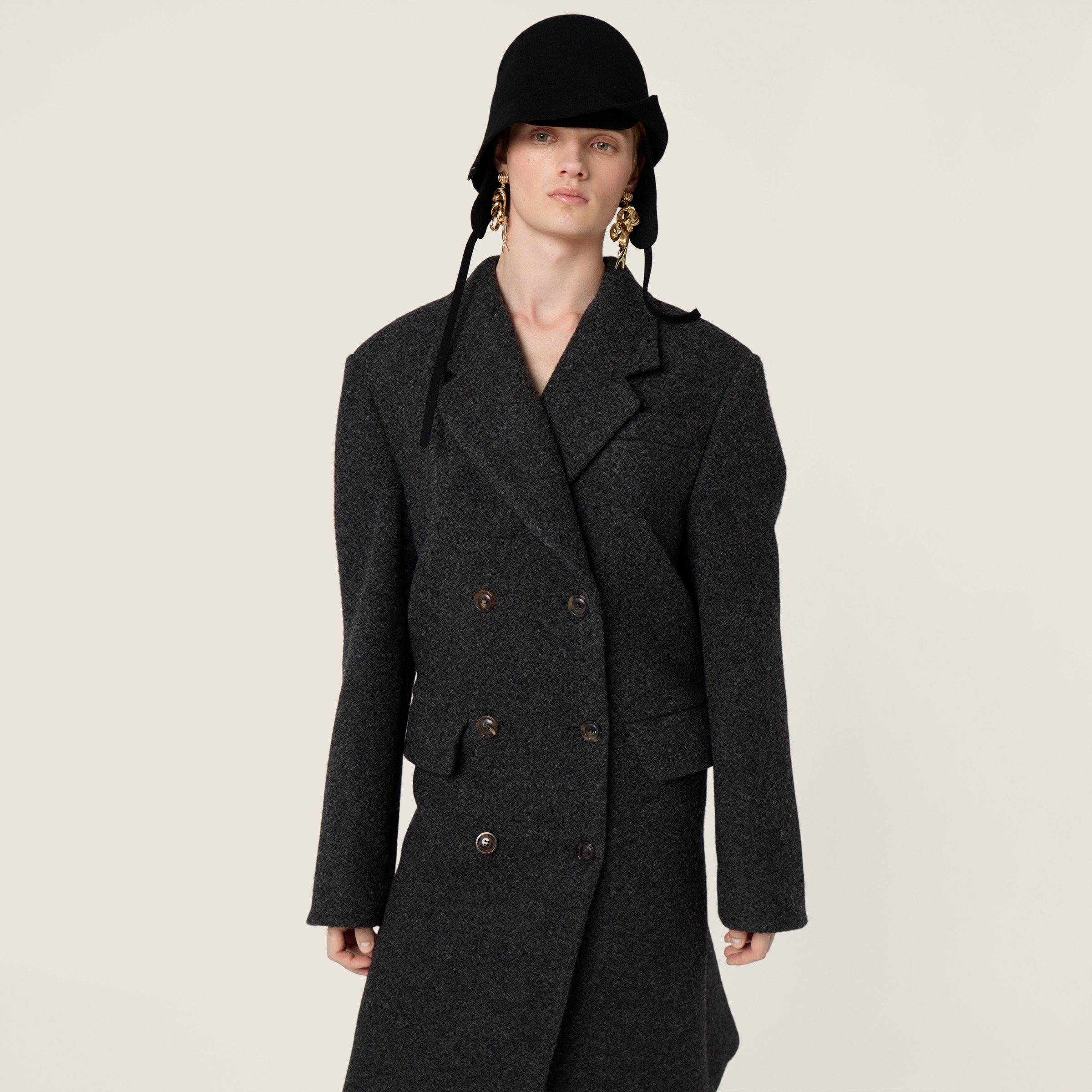 Double-breasted Shetland wool coat - 6