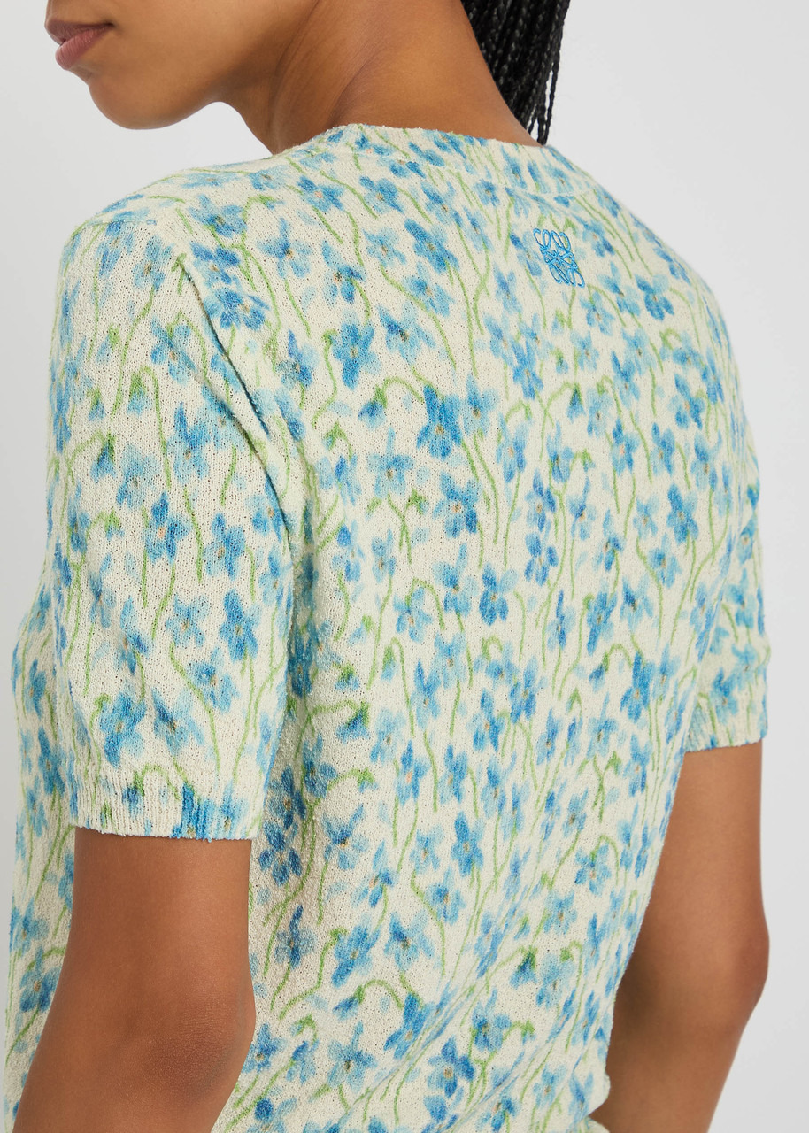 Loewe Floral-intarsia Textured Cotton-blend top - 5