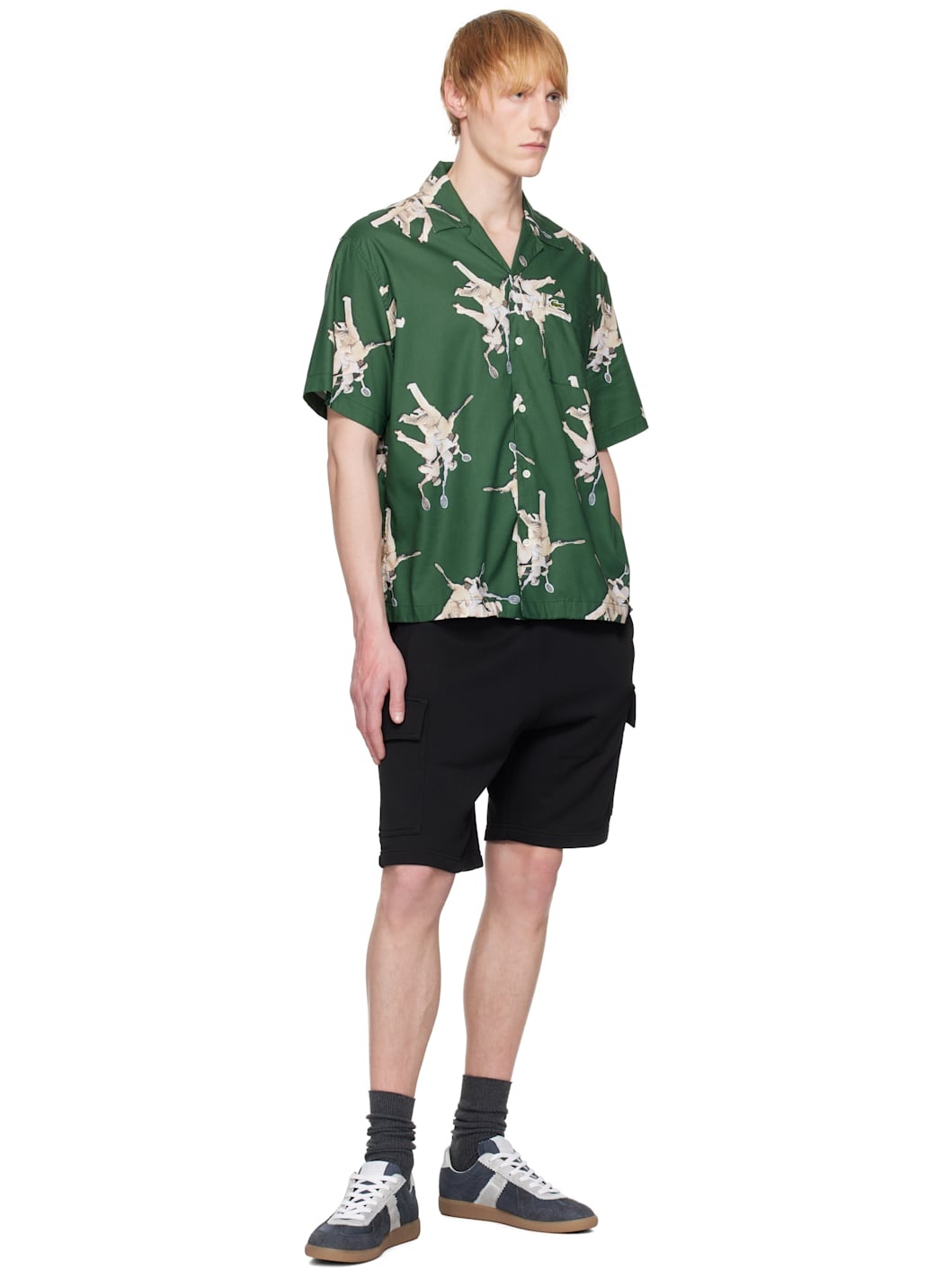 Black Cotton Fleece Cargo Shorts - 5