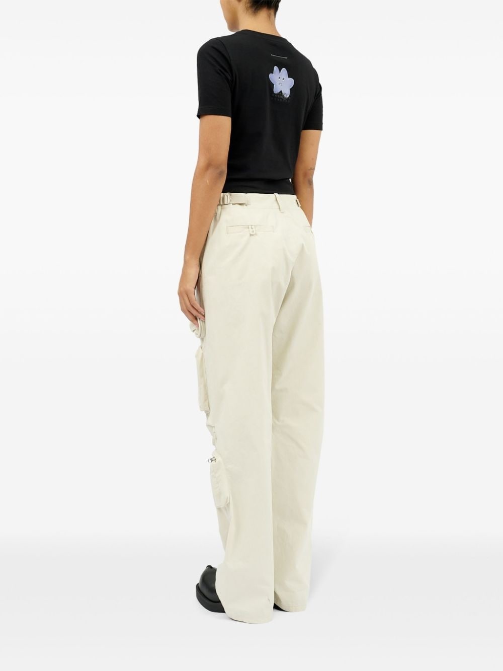 cotton gabardine-wave cargo trousers - 6