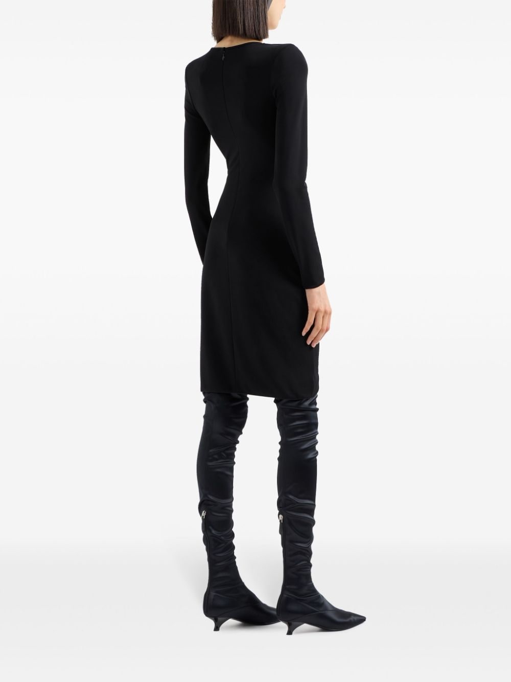 crossover neck draped dress - 3