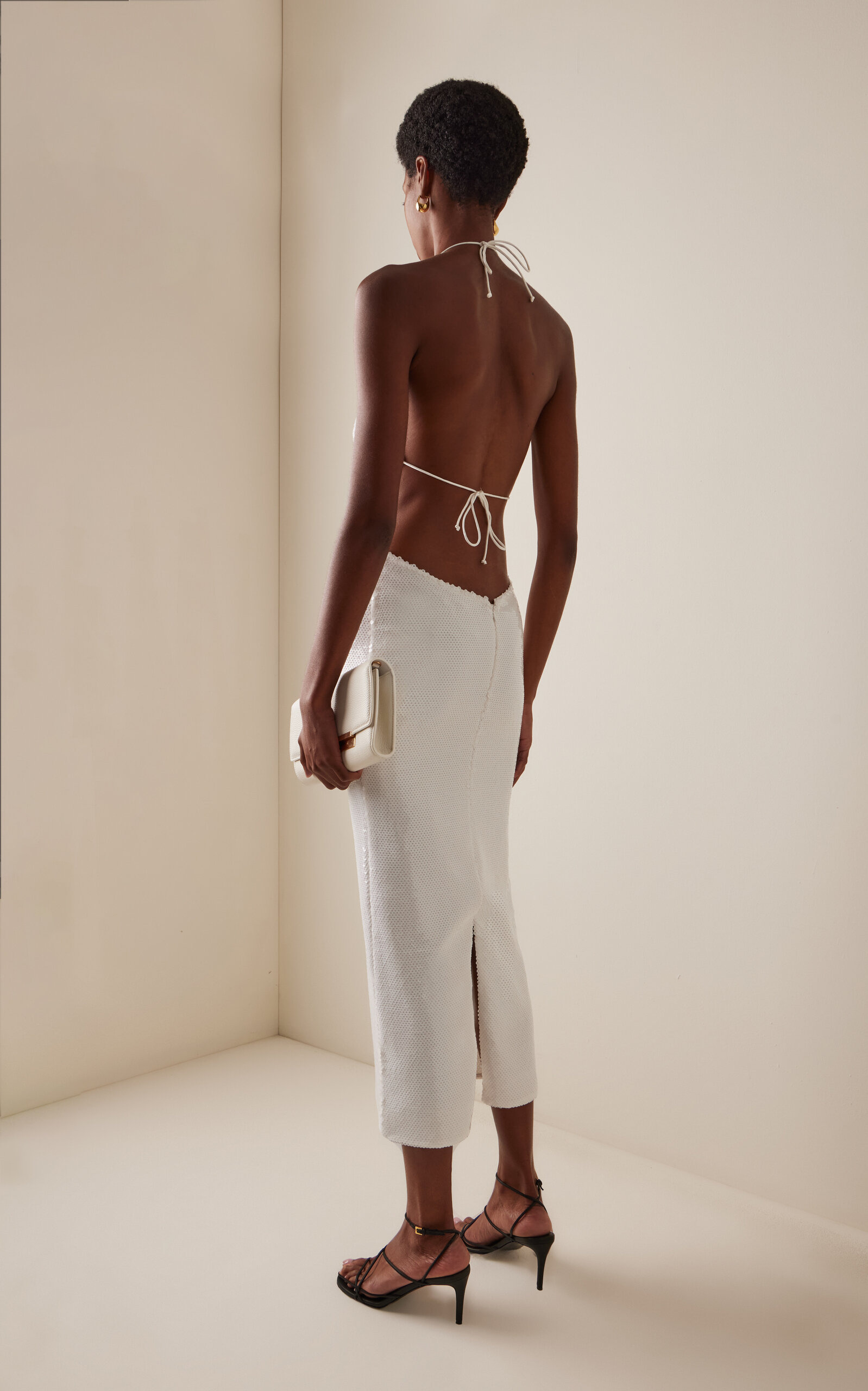Cindy Open-Back Sequined Maxi Dress white - 4