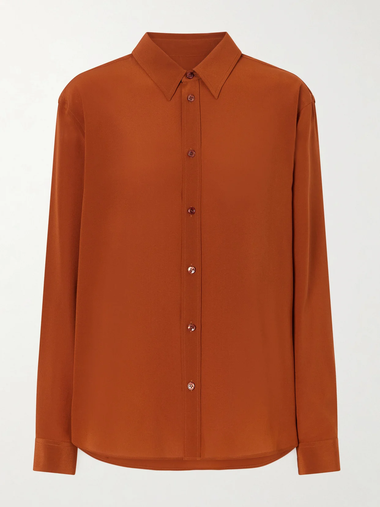 Logo-embroidered Silk-crepe Blouse - 1