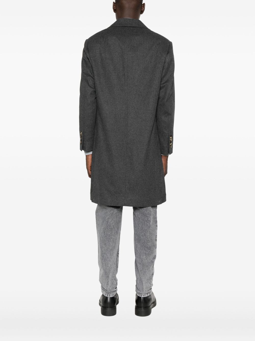 button-fastening flap-pocket coat - 4