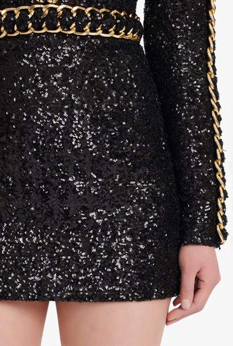 Short black and gold embroidered dress 8