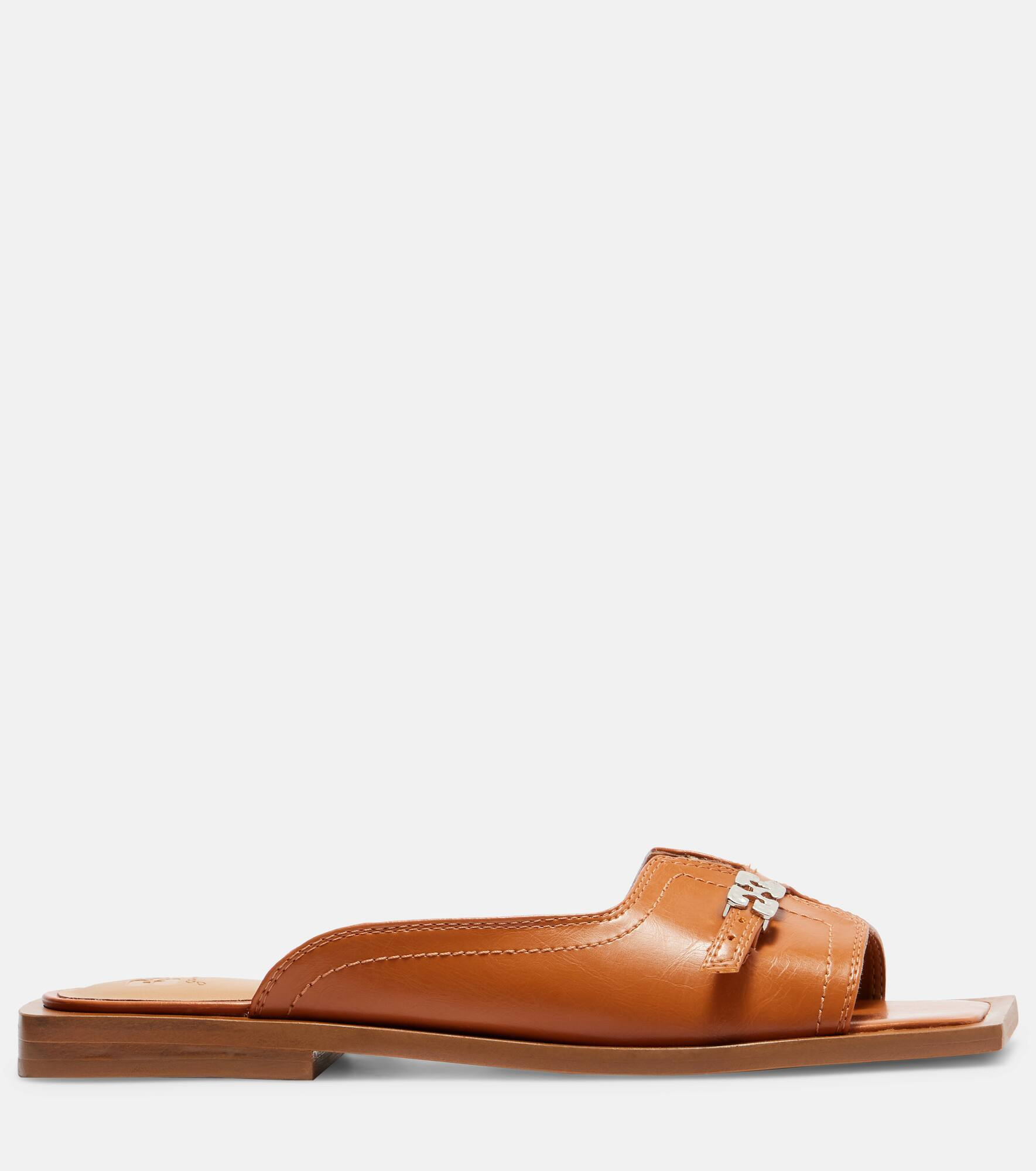 Butterfly faux leather slides - 4