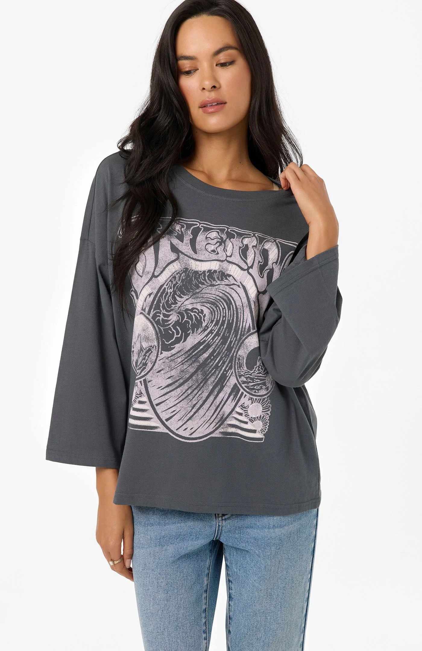 Psych'd Boxy Oversized Long Sleeve Tee - 1