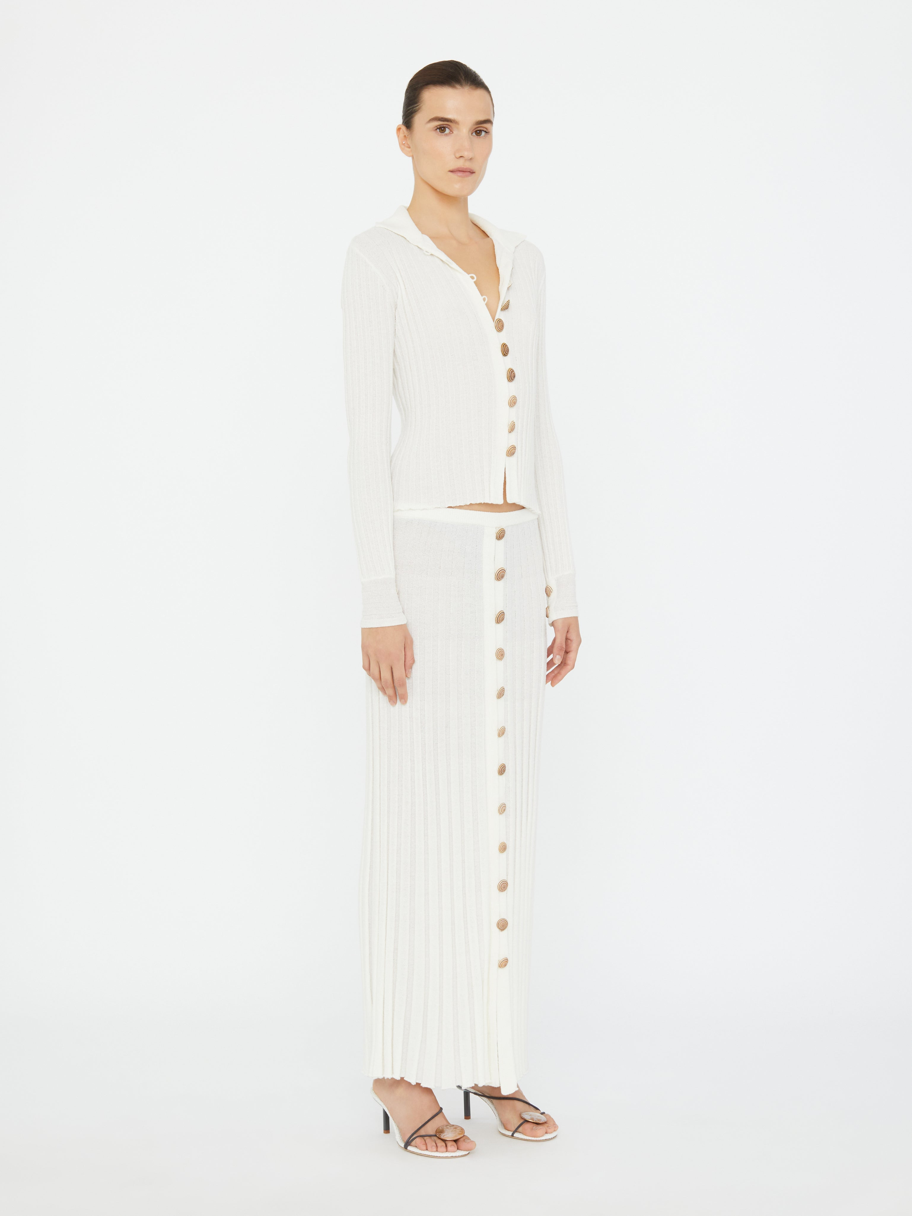 Sundial Shell Ribbed Knit Cardigan - 3