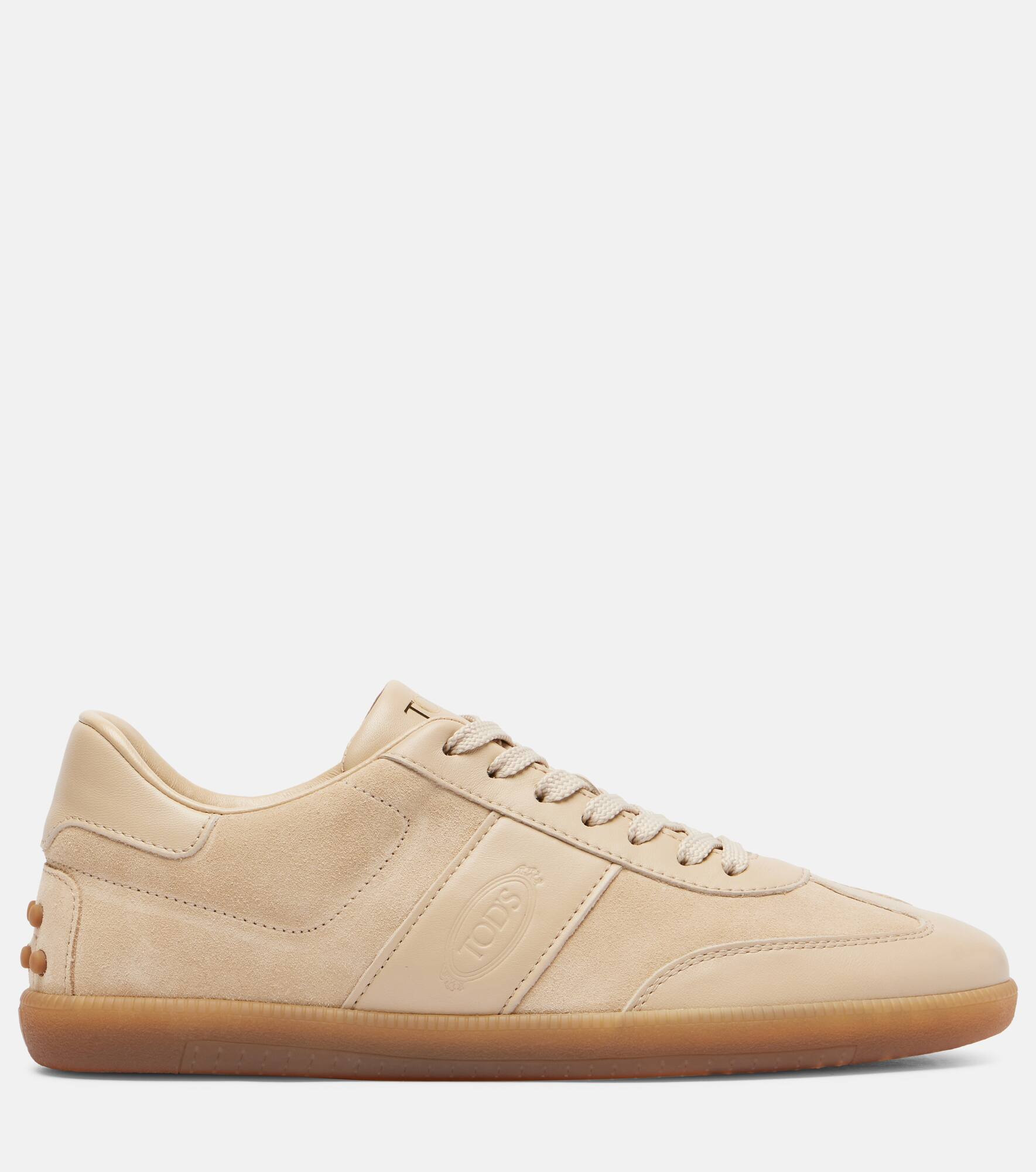 Leather-trimmed suede sneakers - 4