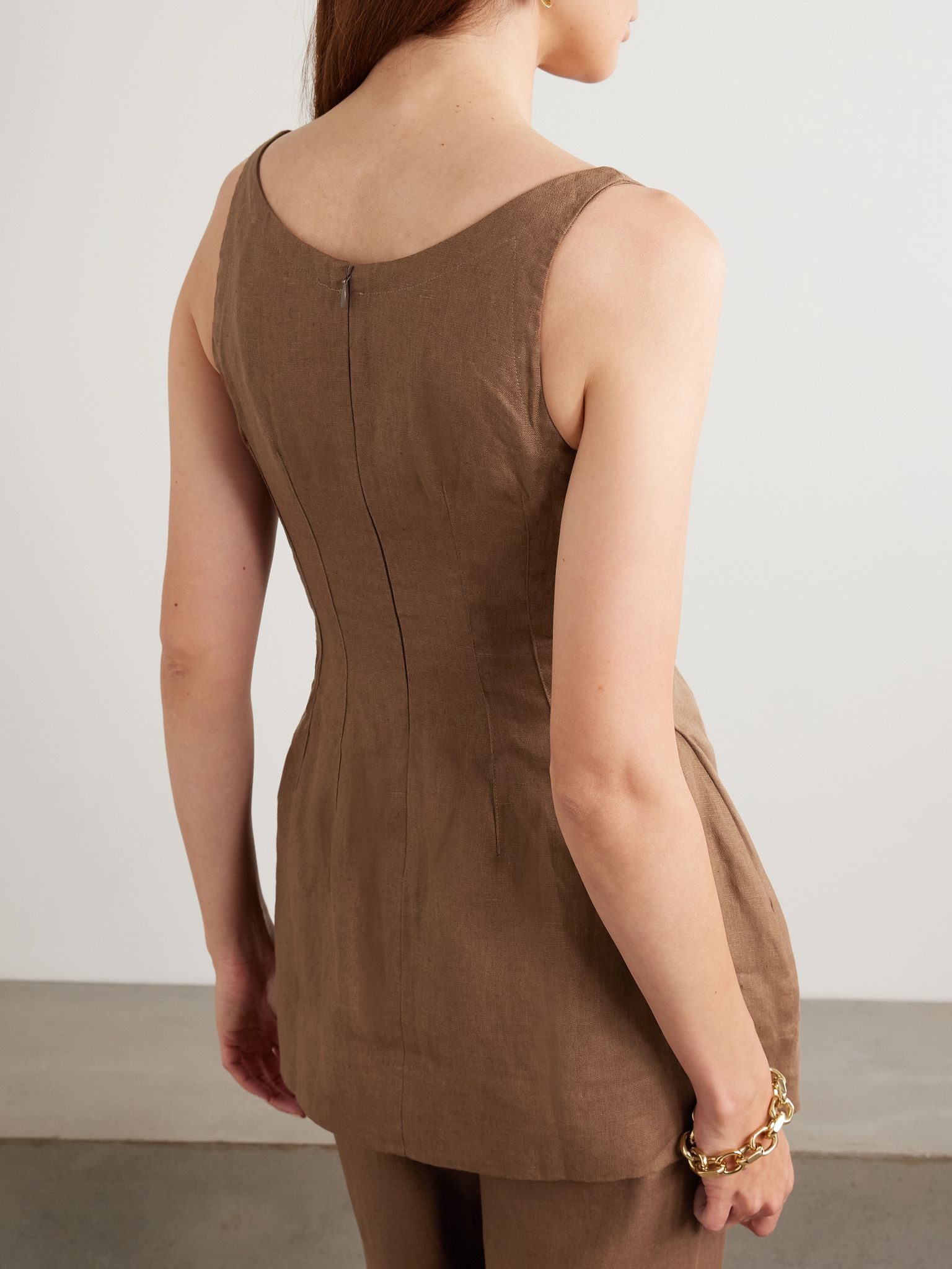 Syna linen top Dark brown - 3