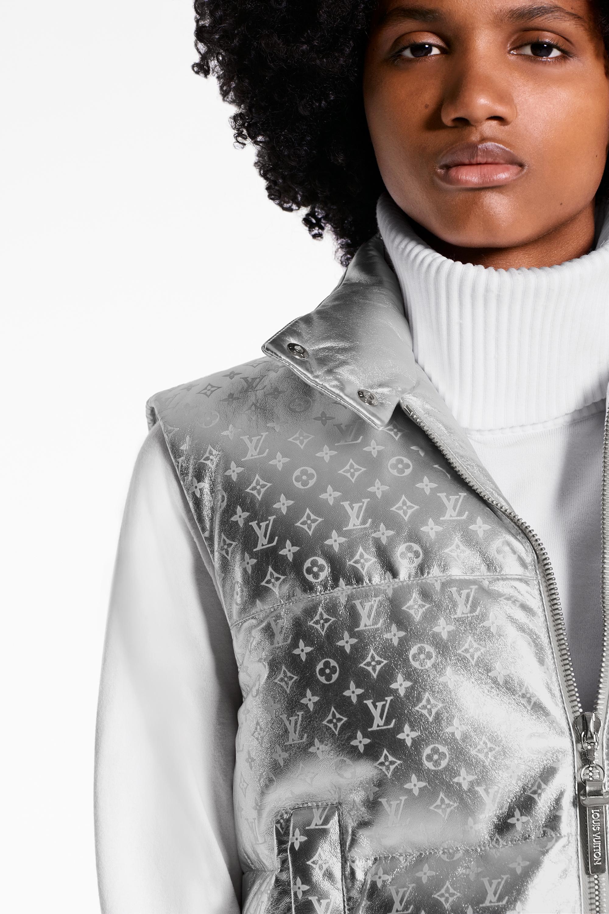 Embossed Monogram Silver Down Gilet - 4