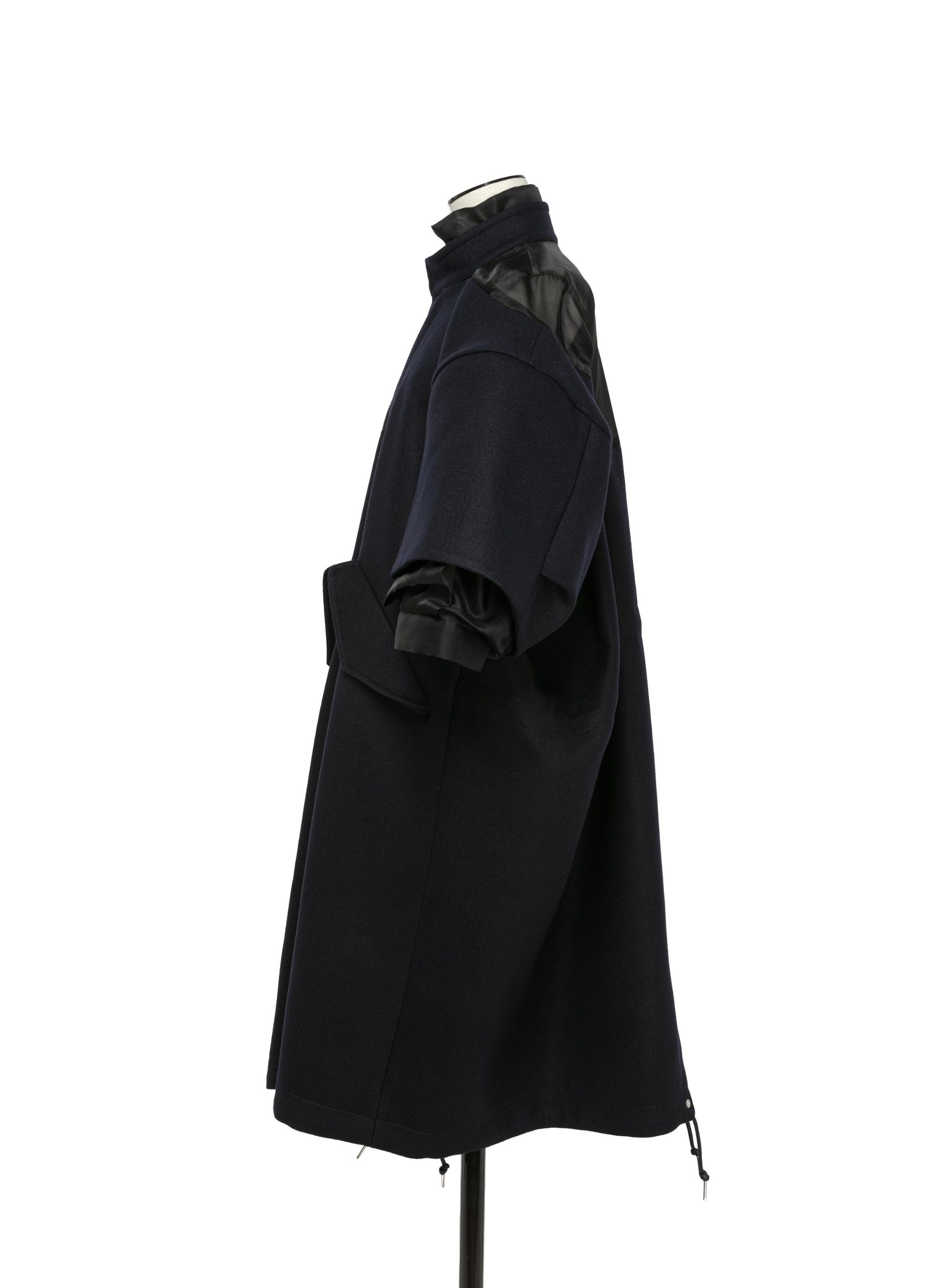 Wool Melton x Silk Organdy Coat Dress - 3
