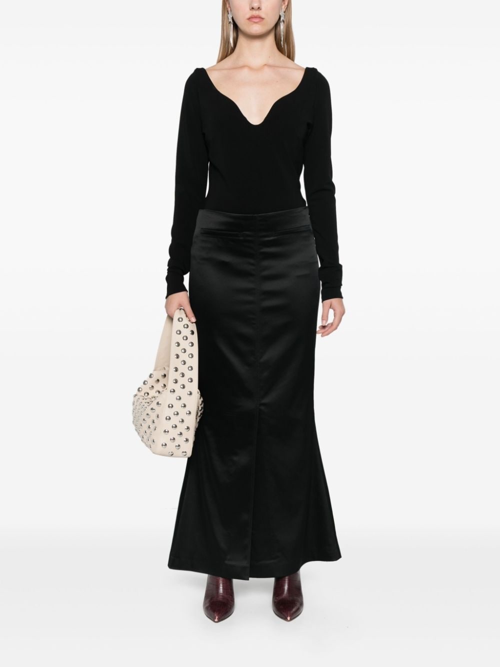 structured V-neck top - 2