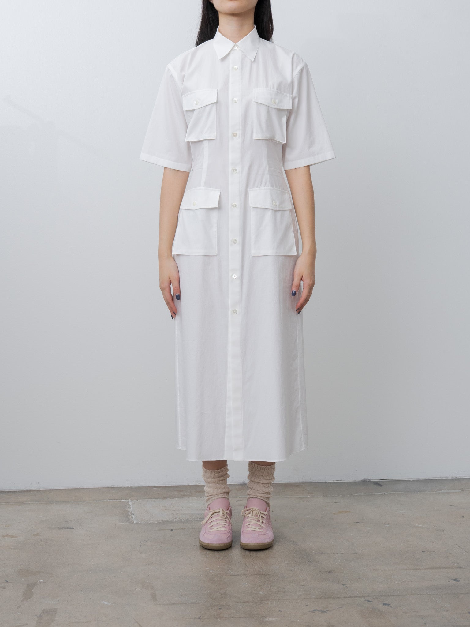 Washed Finx Twill Shirt Dress - White - 2