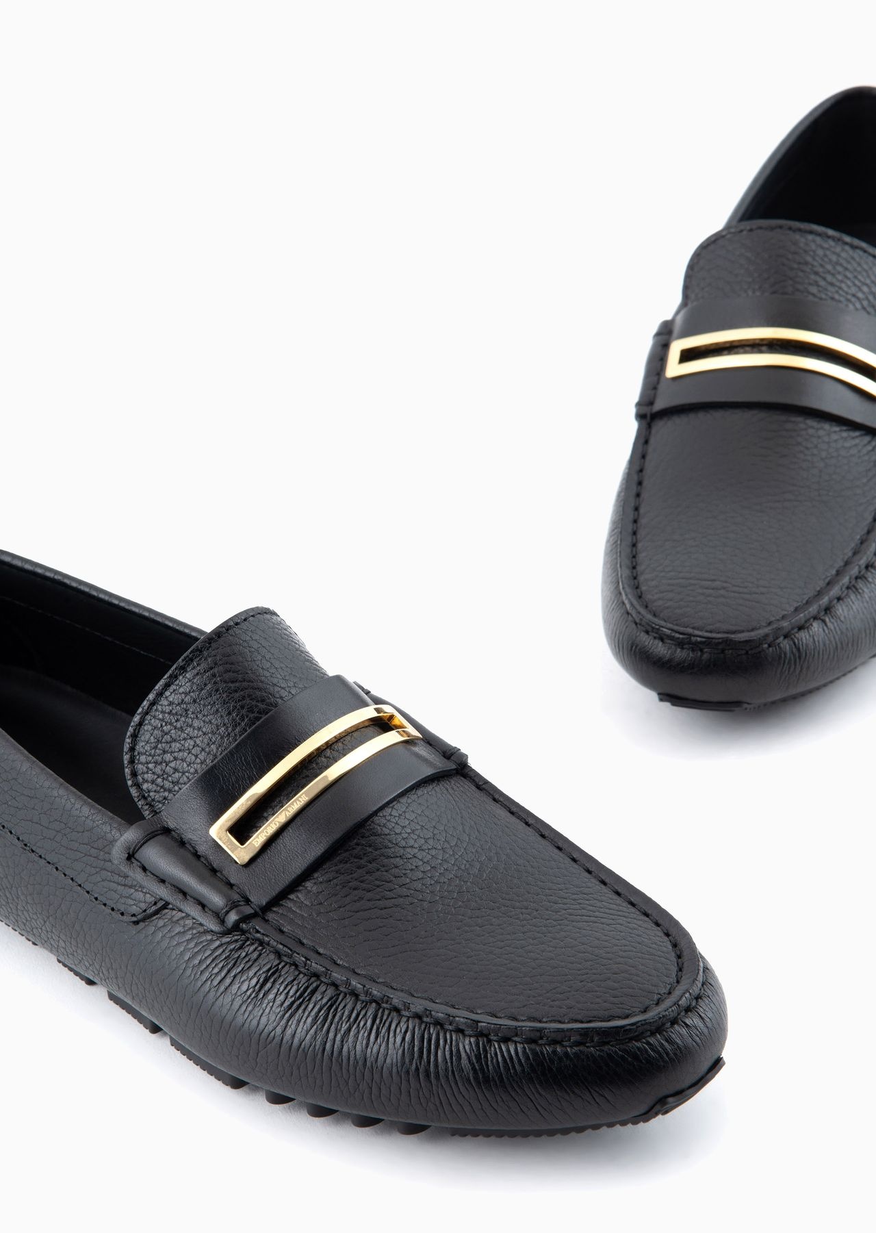 Pebbled leather driving loafers with stirrup bar - 5