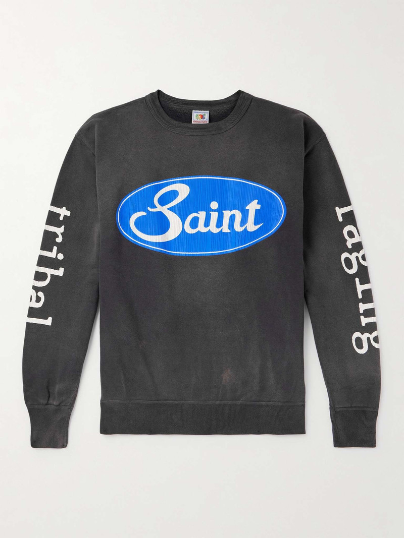 Logo-Print Distressed Cotton-Jersey Sweatshirt 1