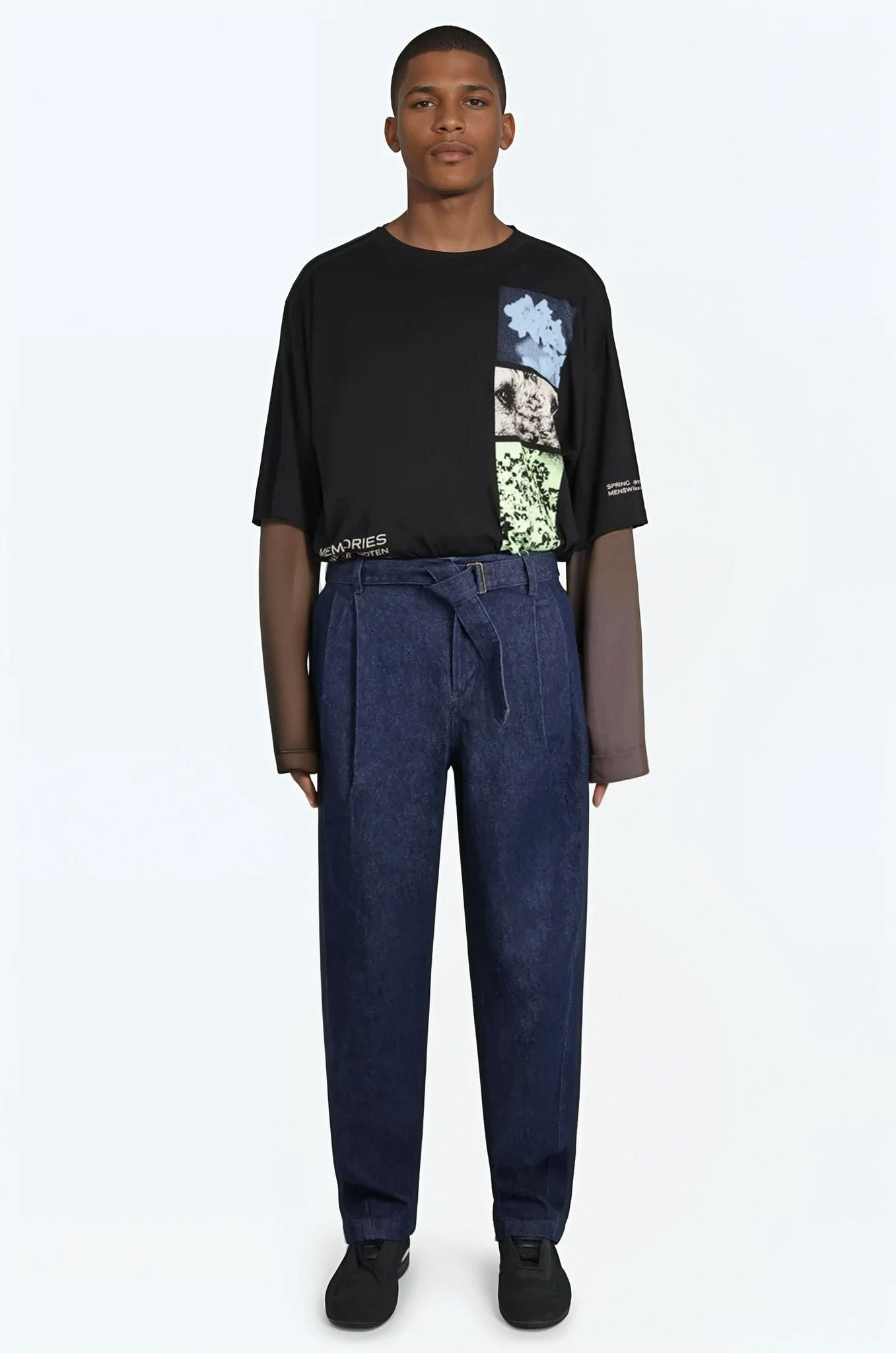 HEMMINGS PATCHWORK L/S T-SHIRT | BLACK/GREY - 2