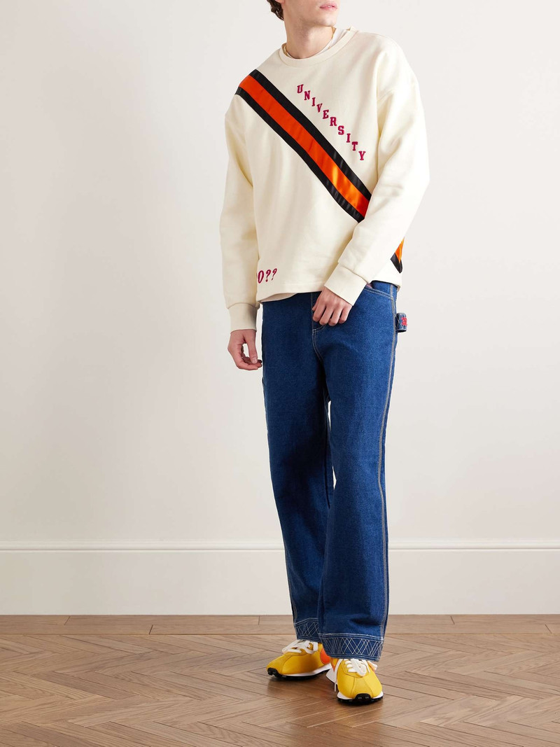 BODE Grad Colors Satin-Trimmed Embroidered Cotton-Jersey Sweatshirt outlook