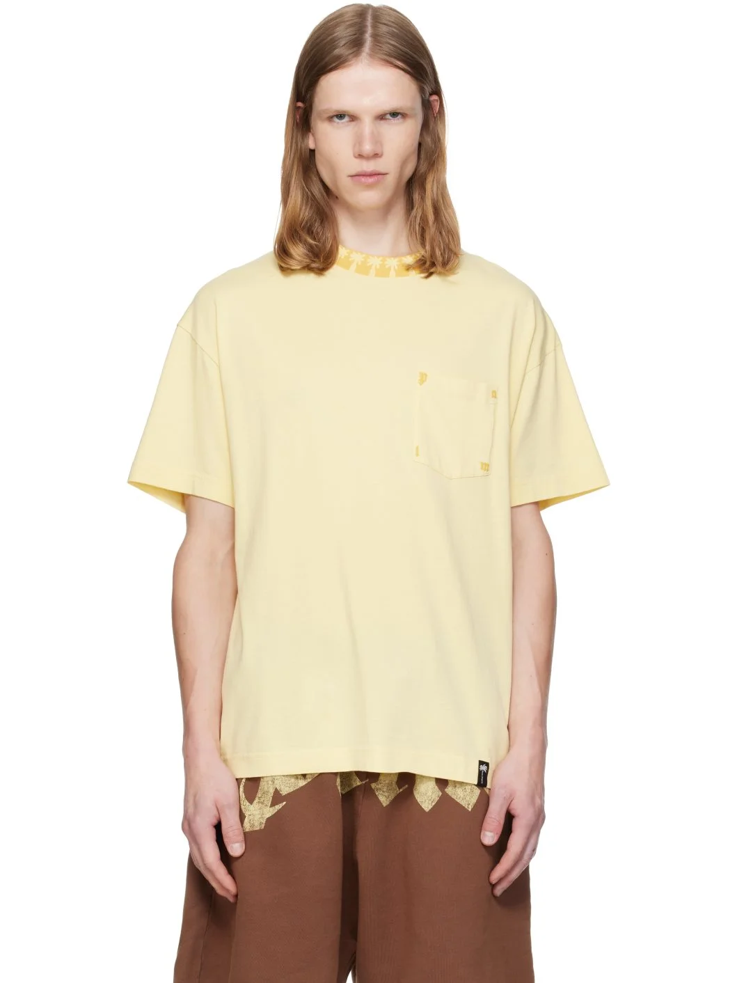 Yellow 'Palm' Ribbed Regular T-shirt - 1