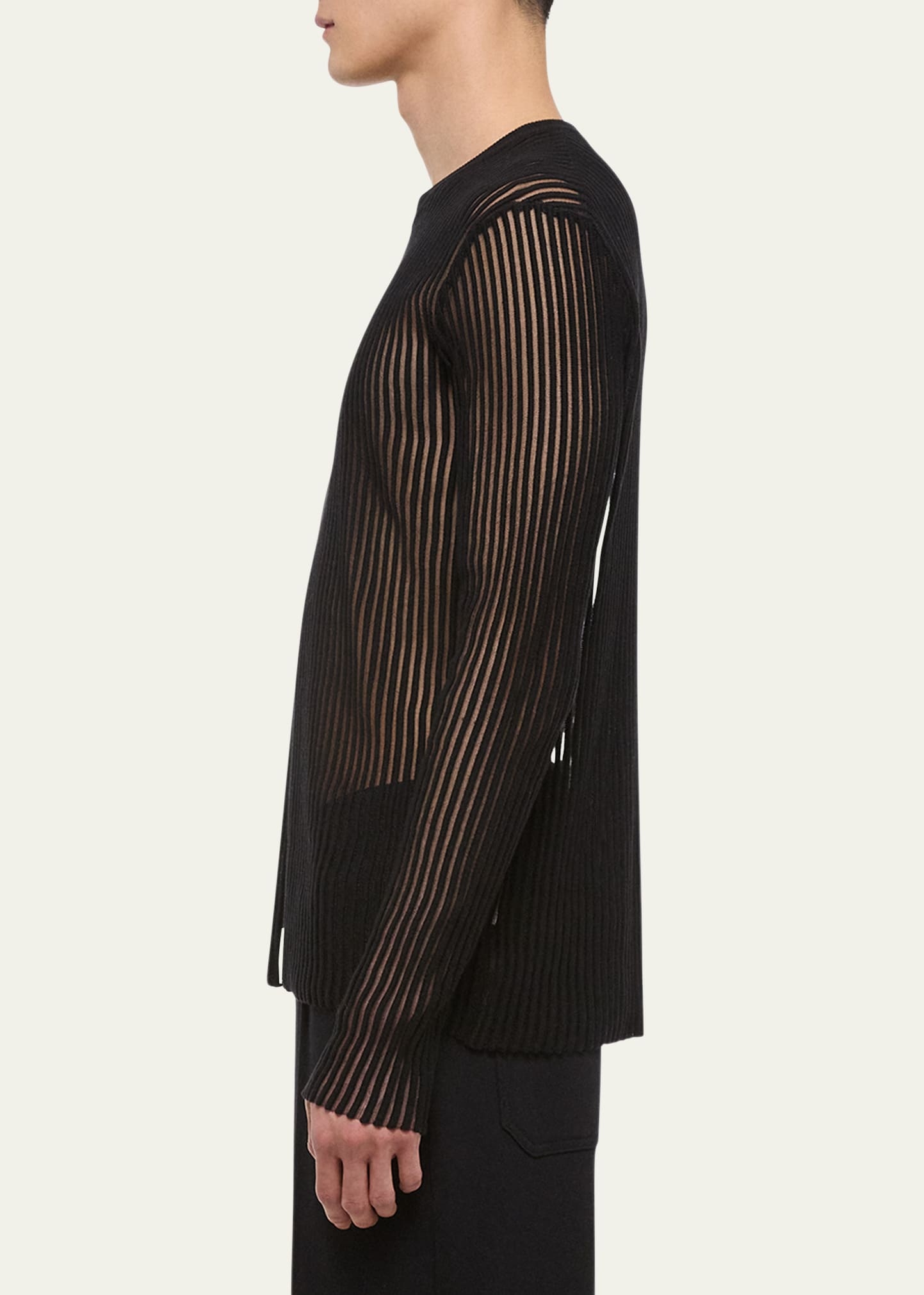 Men's Sheer Vertical Ribbed Top - 4