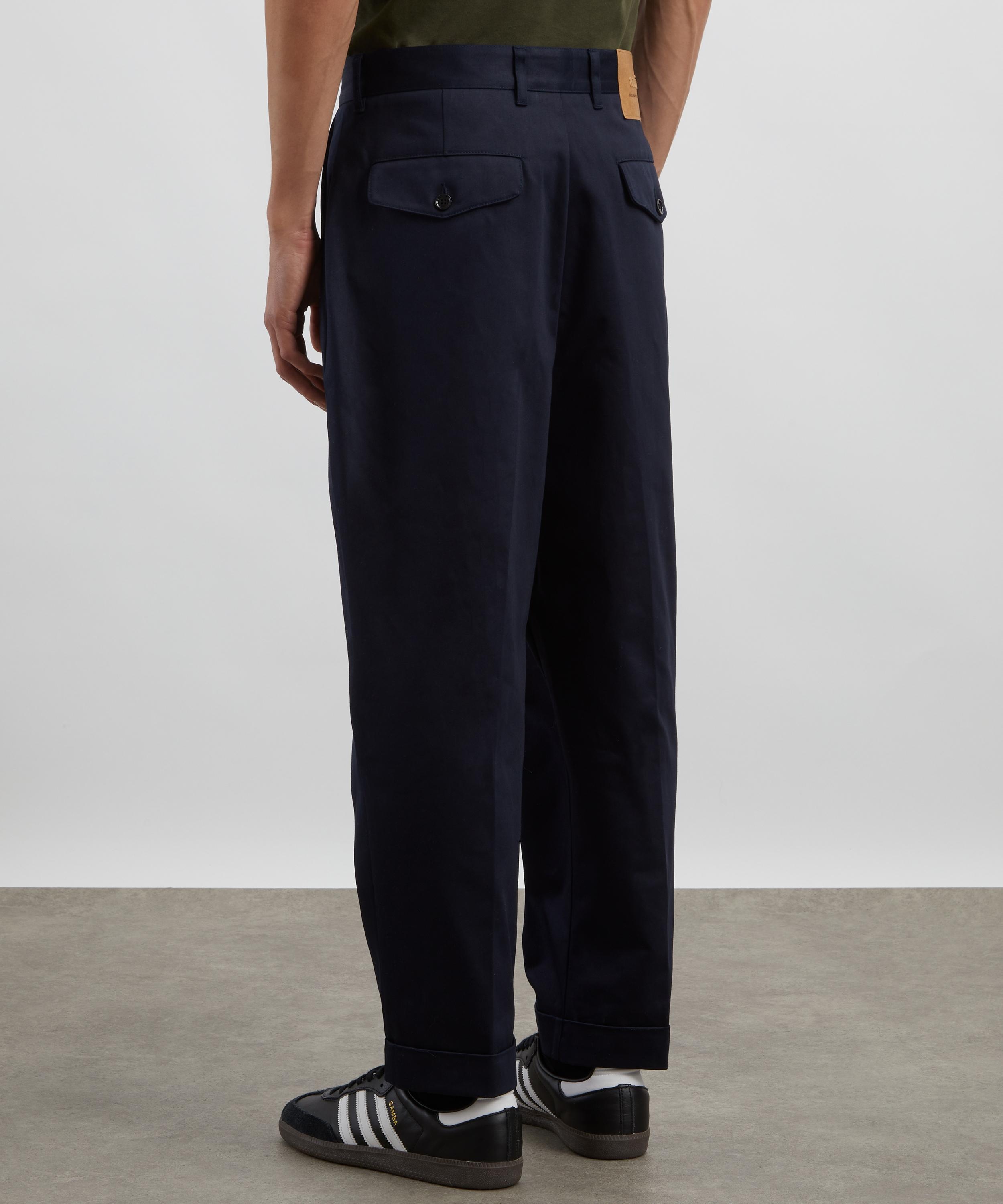 Navy Cotton Carrot Oversized Trousers - 4