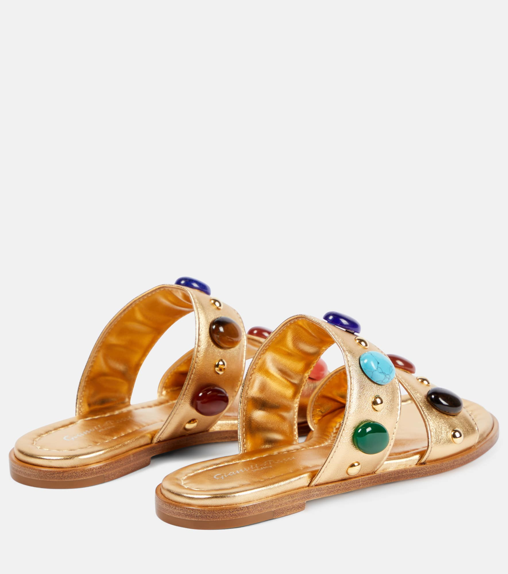 Embellished leather mules - 3