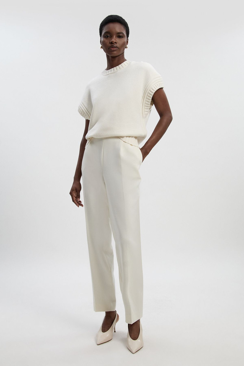 Tall Compact Stretch Essential Tailored High Waist Slim Leg Trouser 1