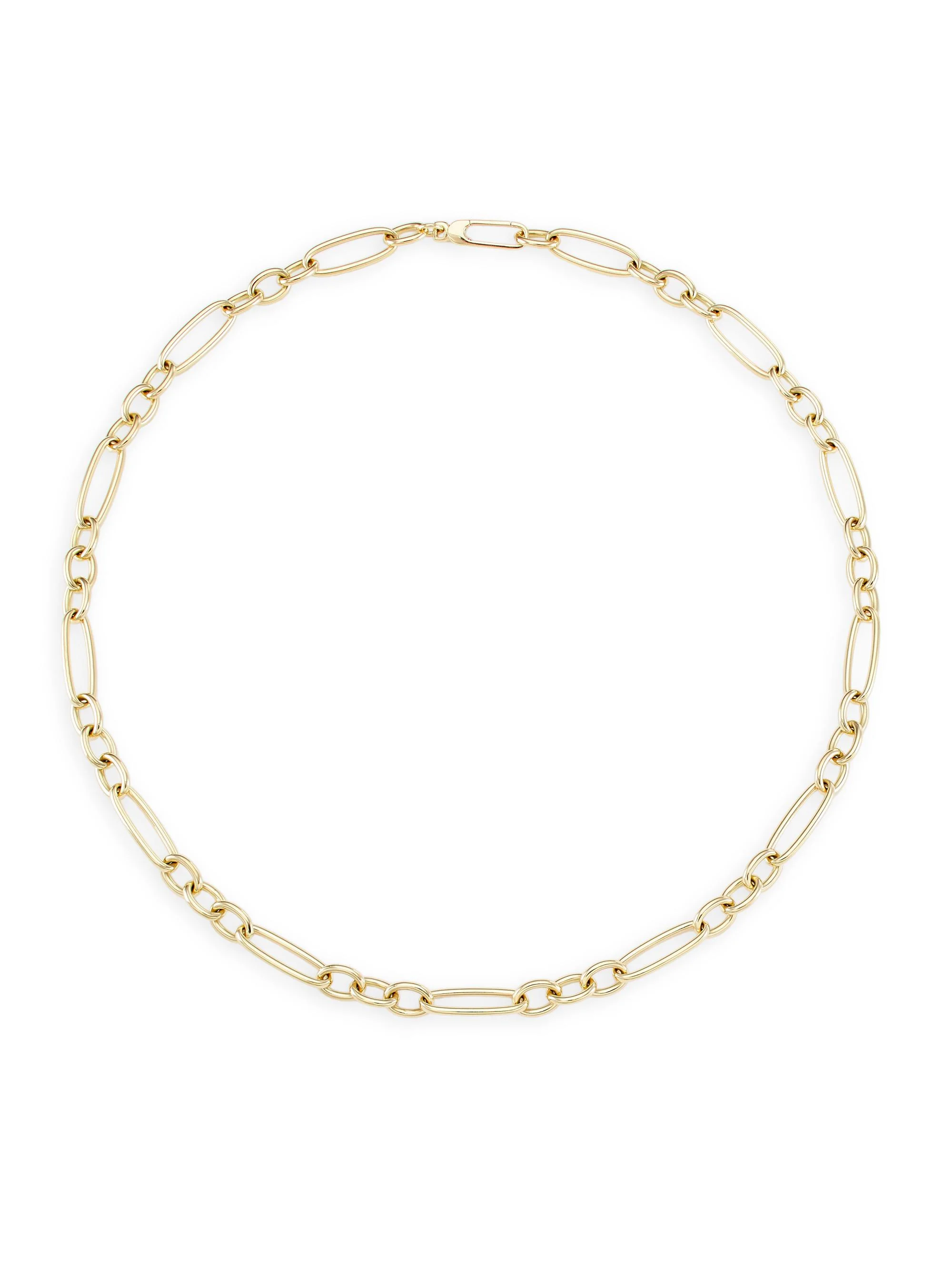 Women's 18K Yellow Gold Mixed Paper Clip Chain Necklace - Yellow Gold - 1