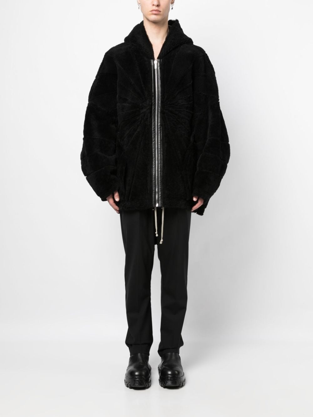 Jumbo shearling-trim hooded jacket - 6