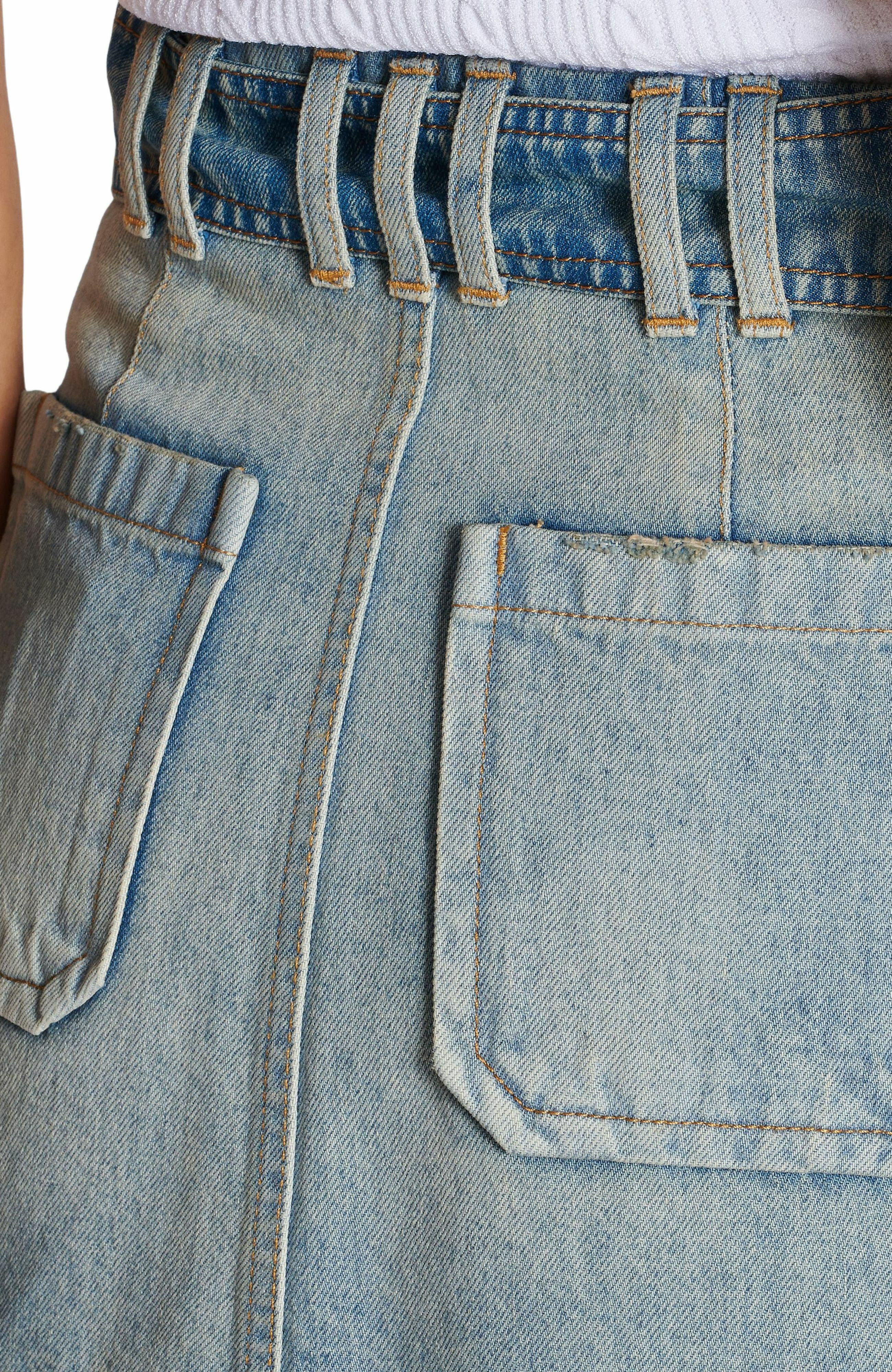 Balmain Denim skirt with pockets in Blue at Nordstrom - 4