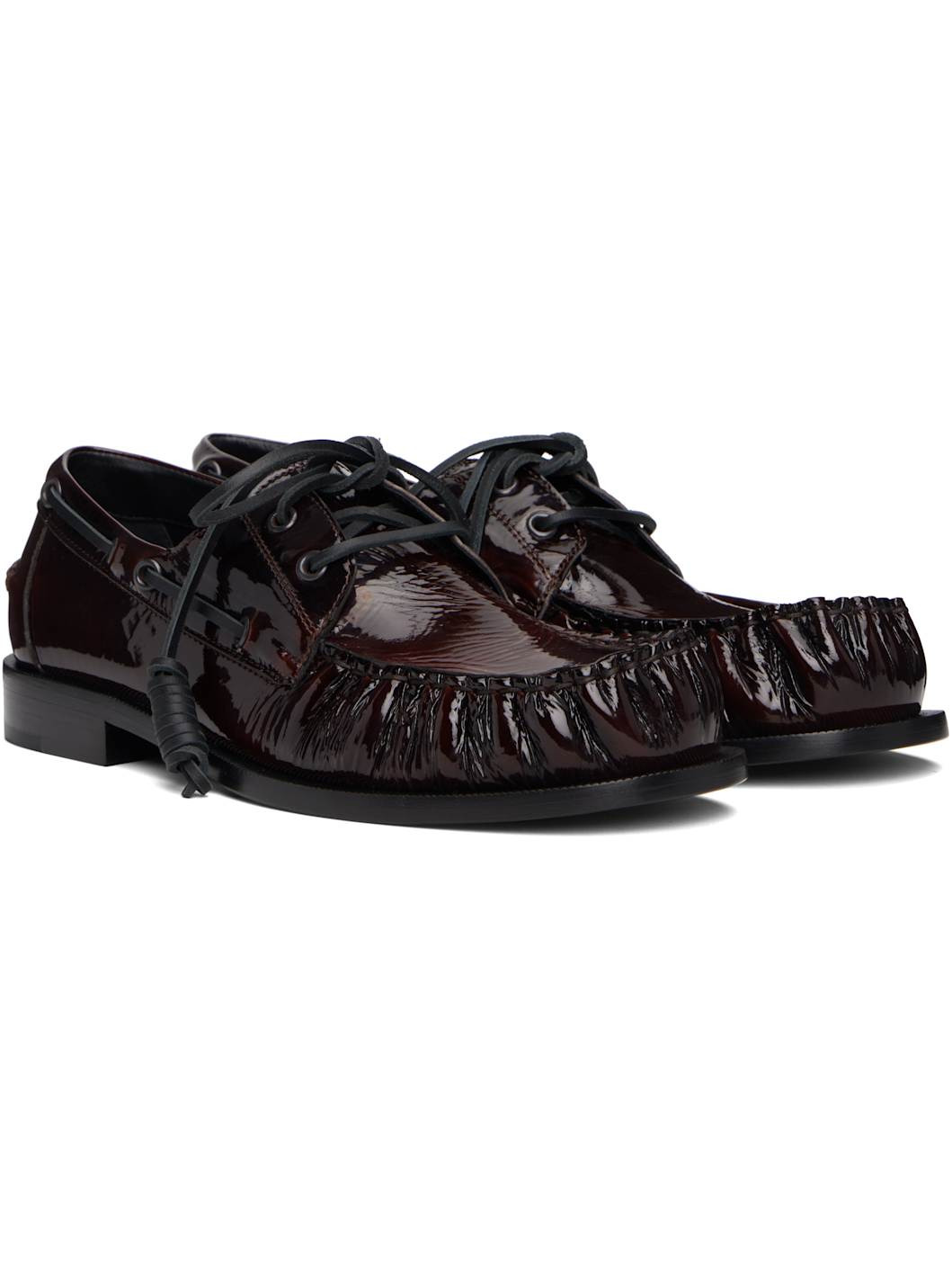 Brown Patent Leather Boat Shoes - 4