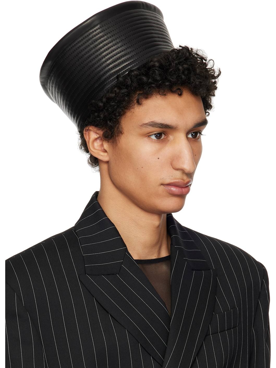 Black 'The Leather Sailor' Hat - 2
