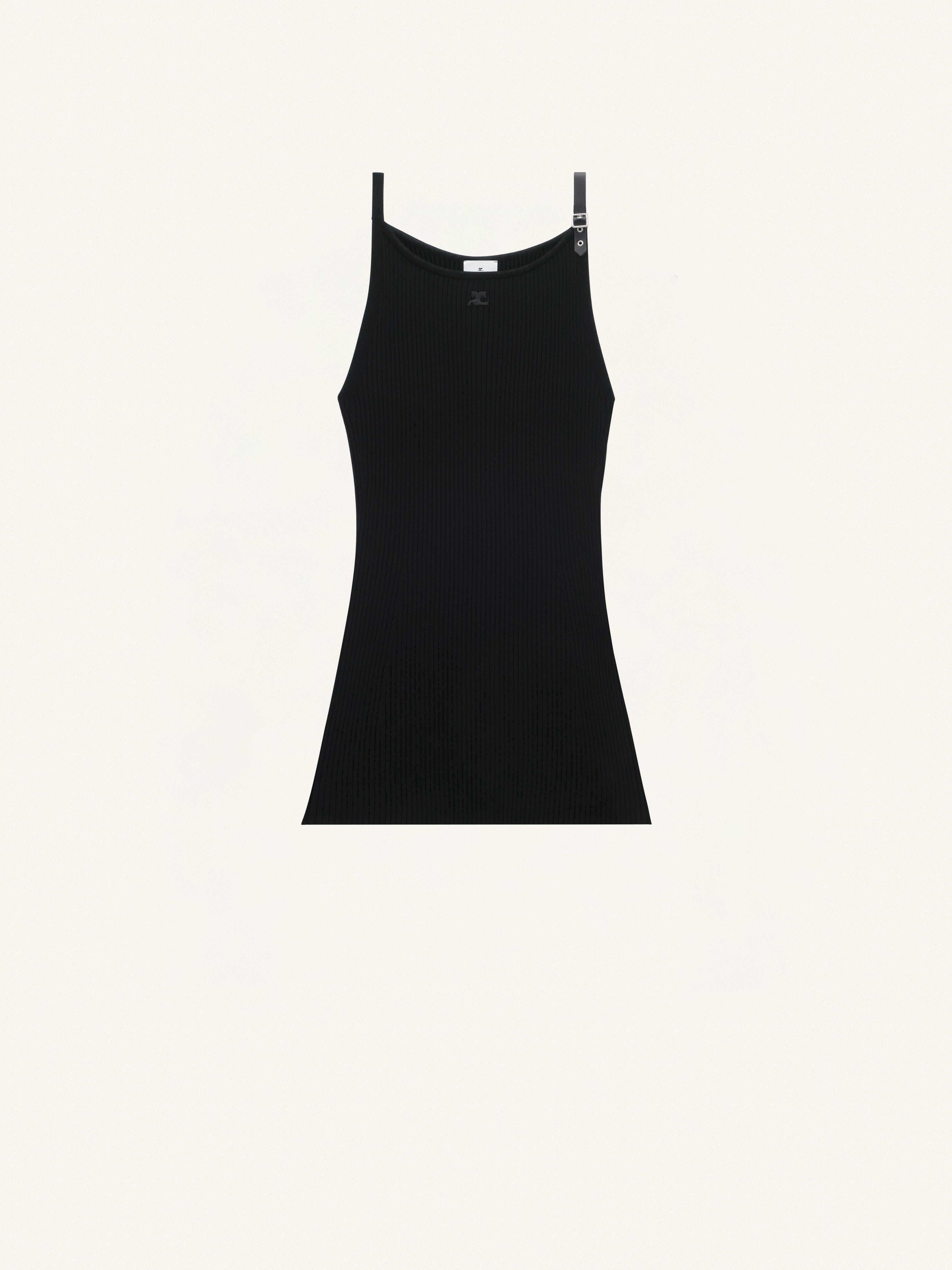 NECKLINE RIB KNIT DRESS - 1